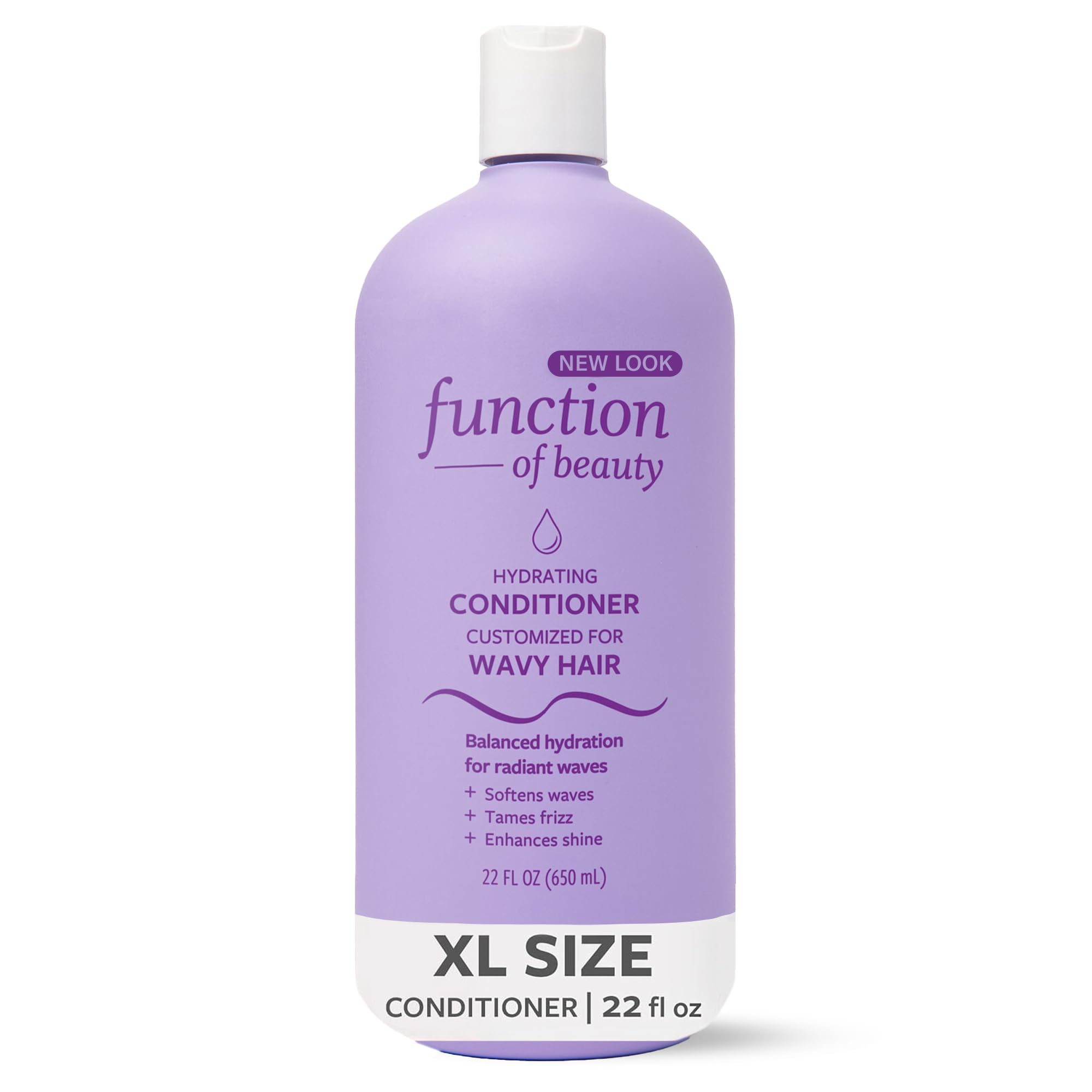 Function of Beauty front bottle showing wavy conditioner and benefits