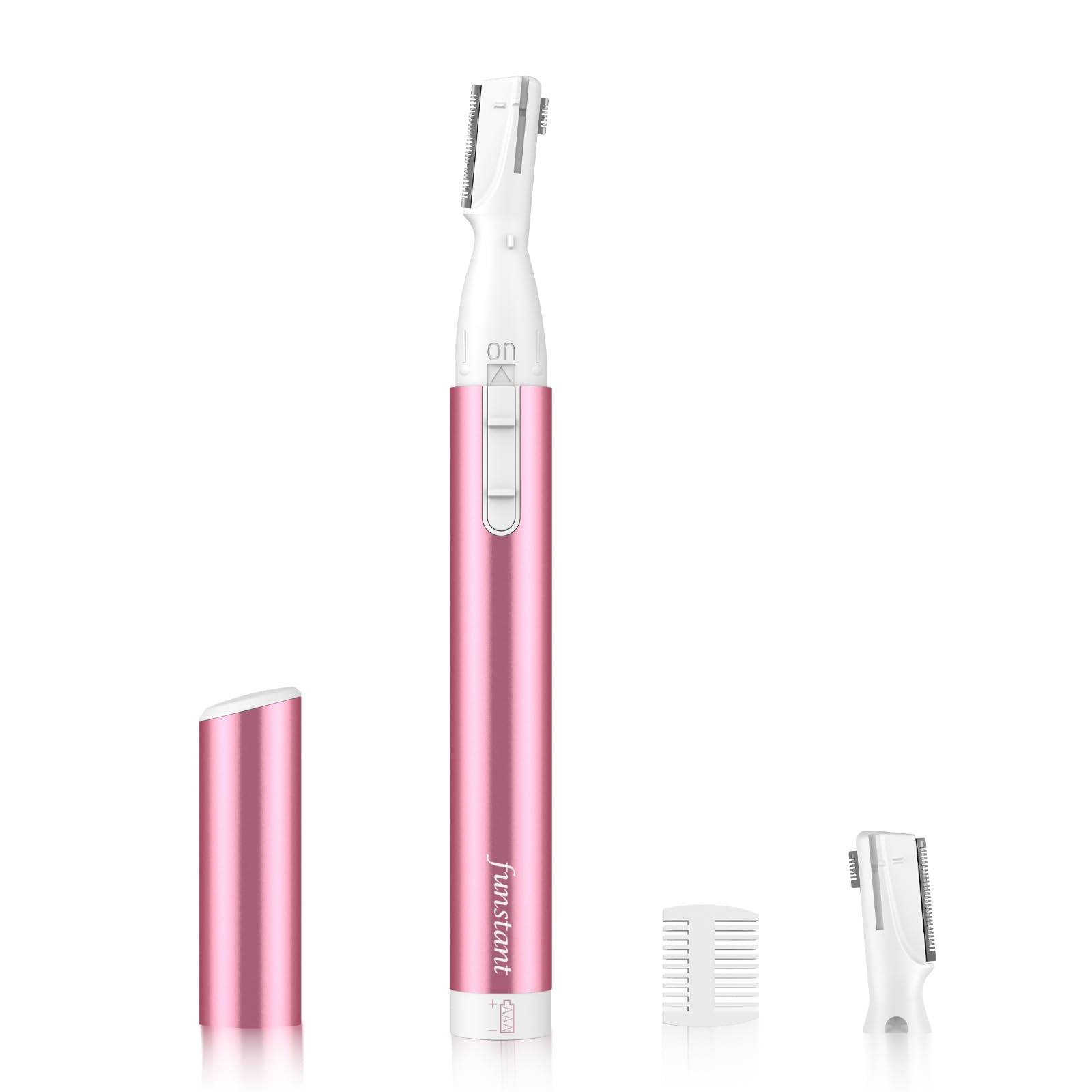 Funstant front view showing trimmer and compact benefits