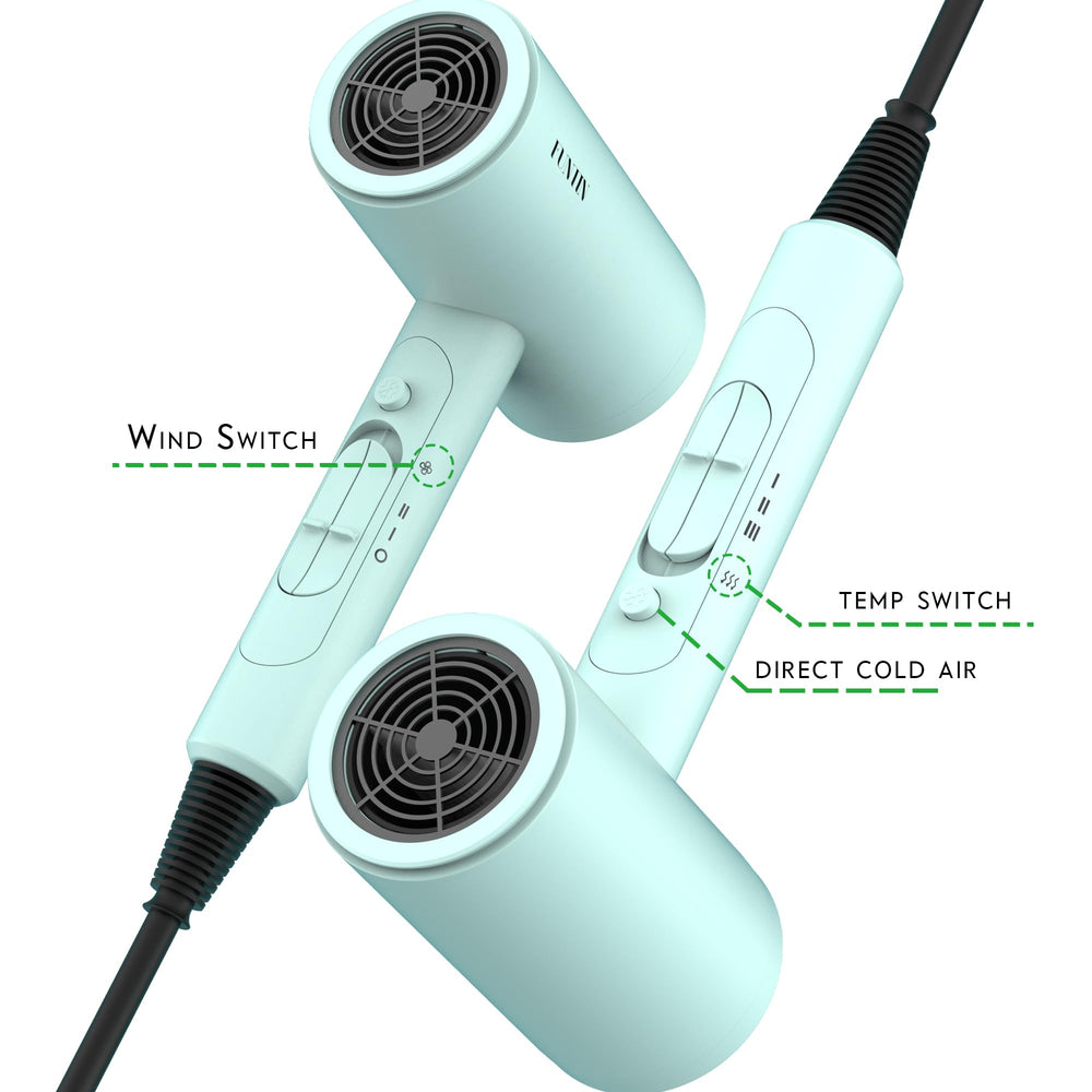 FUNTIN dryer with diffuser on curly hair demonstrating enhanced curl definition and volume