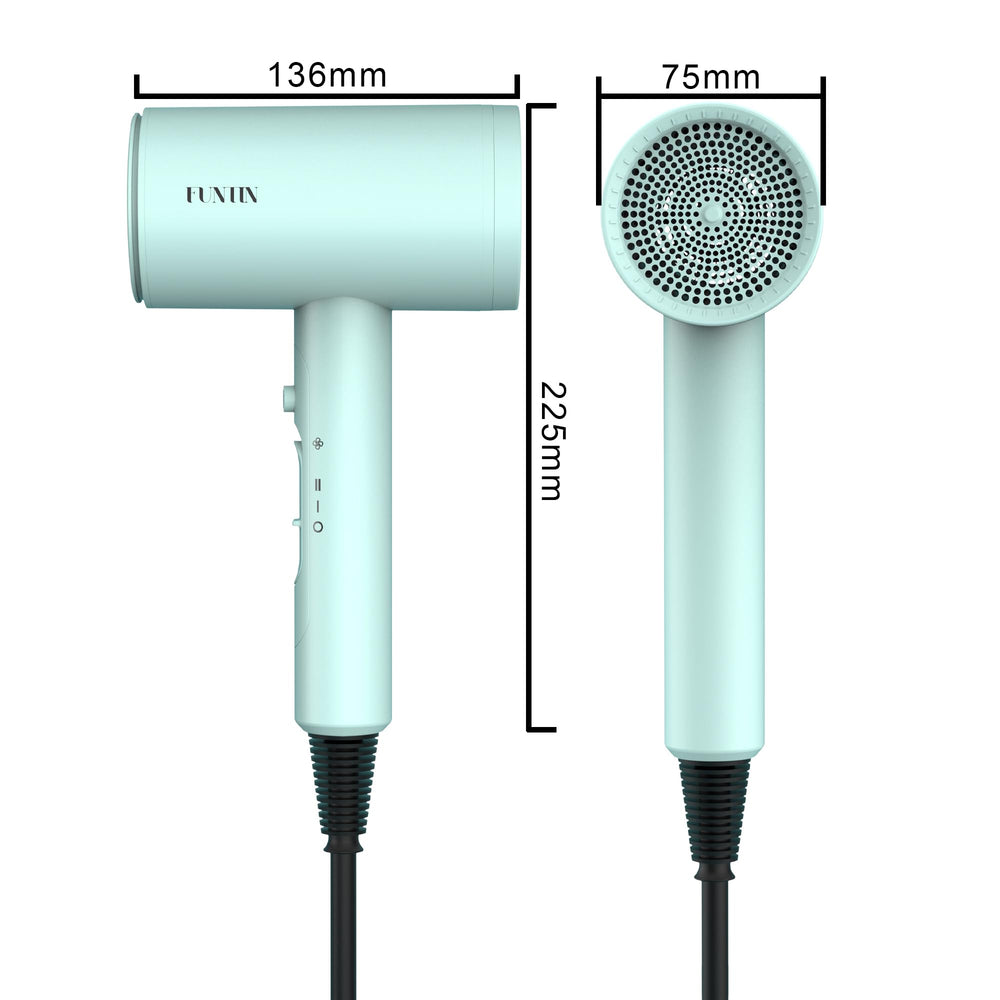 FUNTIN hair dryer with concentrator nozzle showing targeted styling and smooth finishes