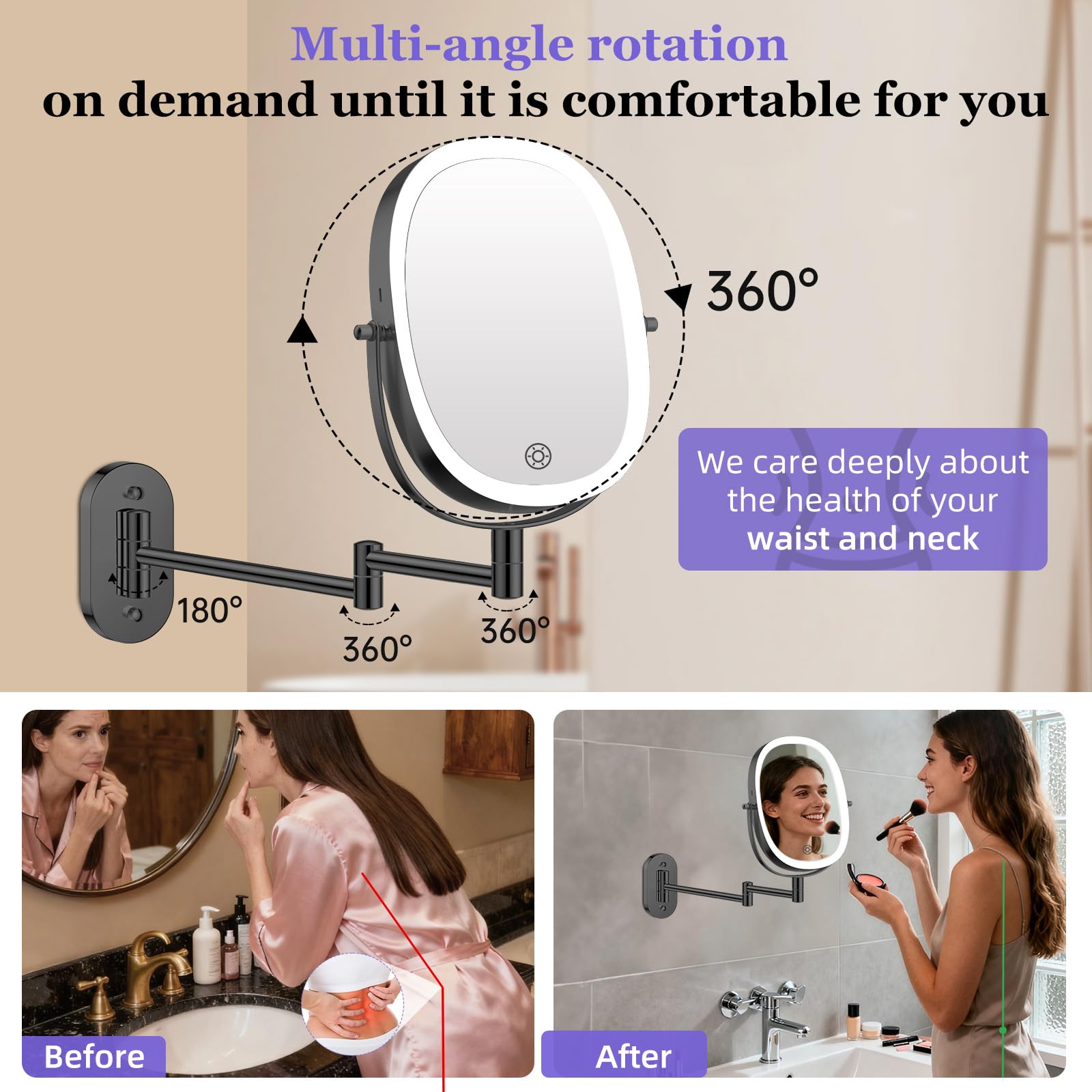 FUNTOUCH folded against wall to save space and keep bathroom tidy benefit