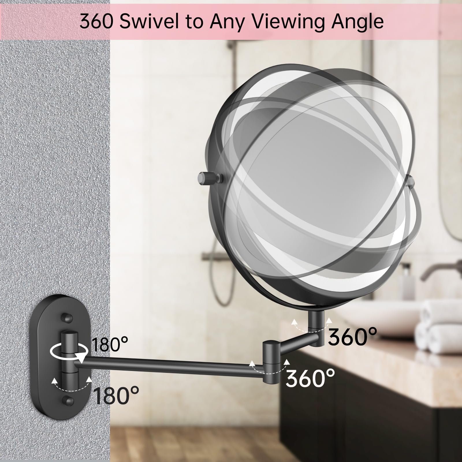 FUNTOUCH folded flat against wall to save space and keep bathroom clutter-free
