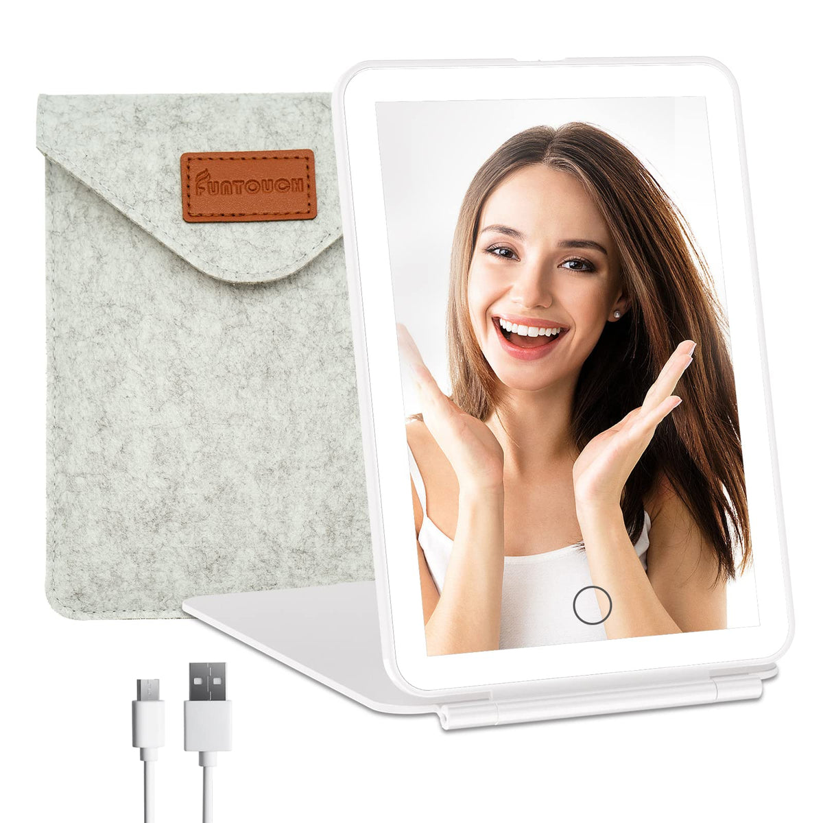 FUNTOUCH front closed mirror showing compact portability and protection