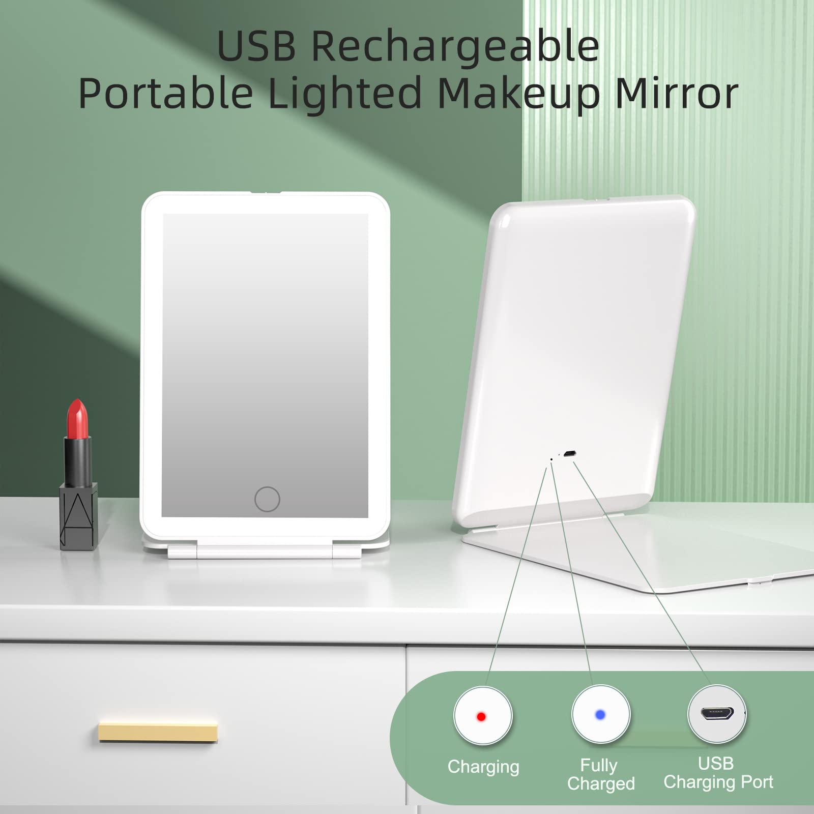 FUNTOUCH front open mirror lit to show even three-color illumination