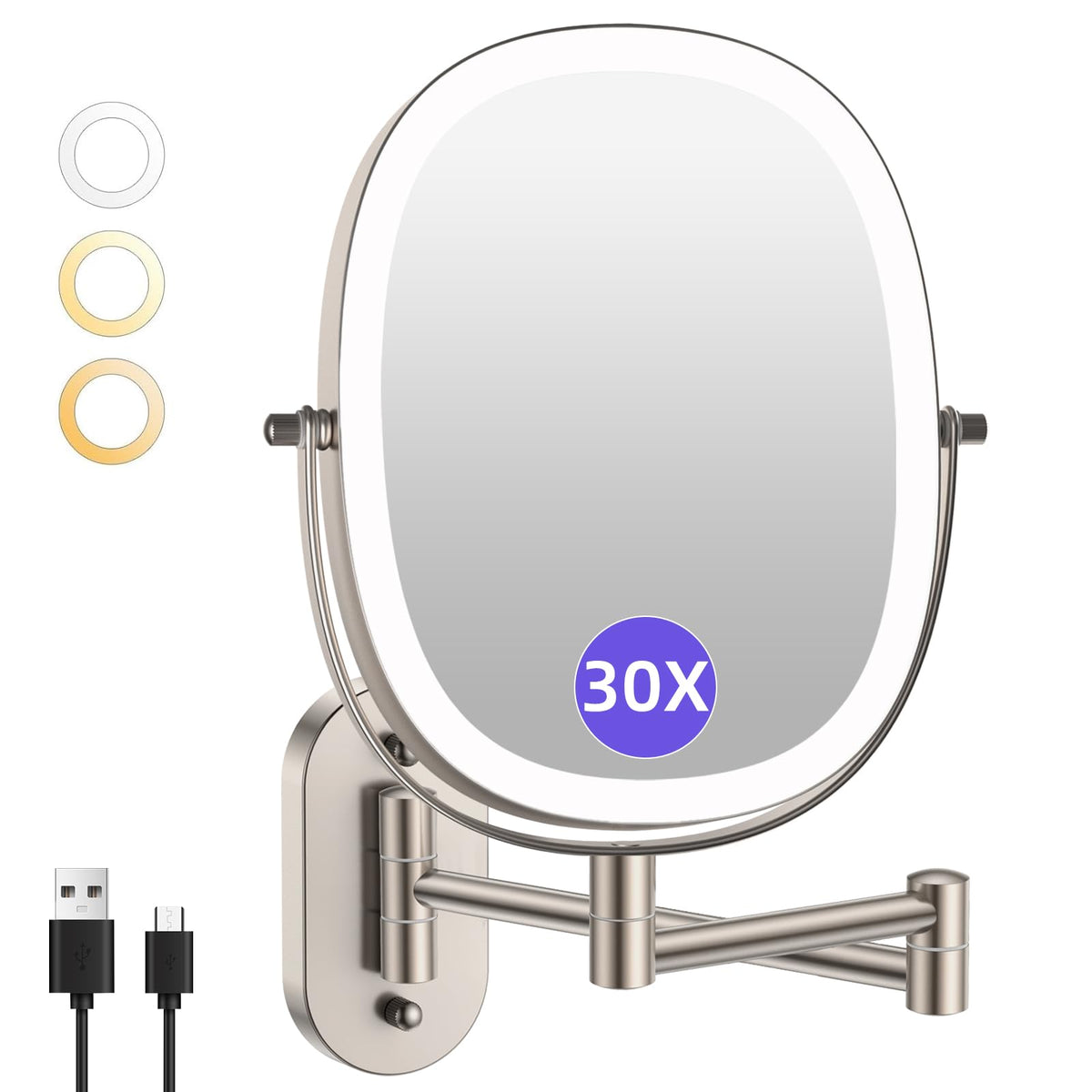 FUNTOUCH front view nickel mirror showing full 1X surface and benefit accurate overview