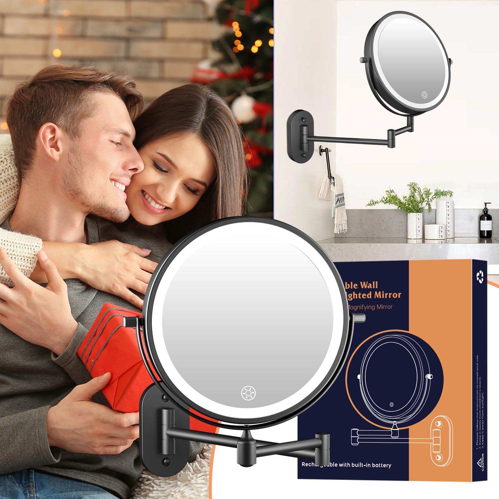 FUNTOUCH mirror mounted in bathroom demonstrating accurate lighting for makeup
