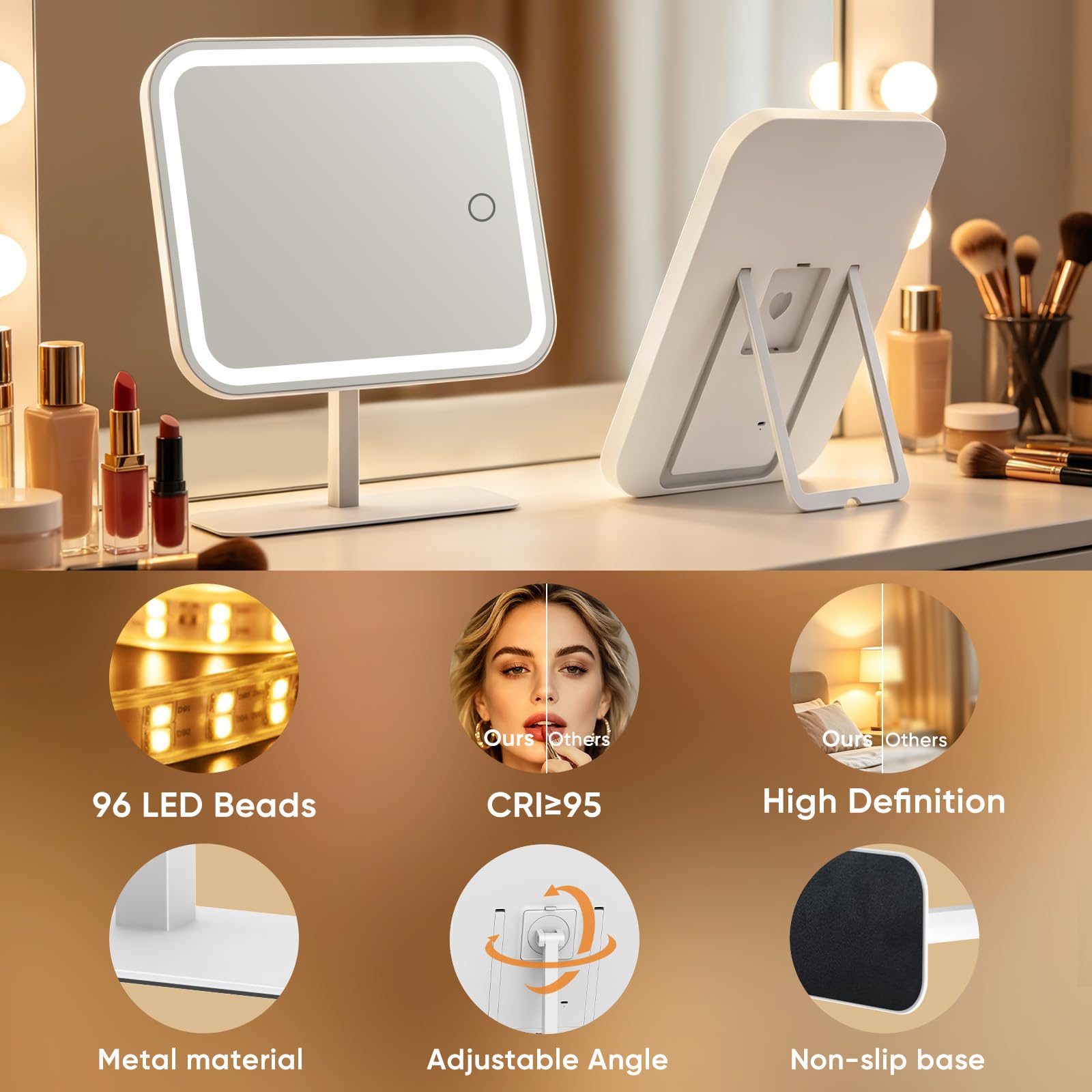 FUNTOUCH in-use with user applying makeup for clearer application results