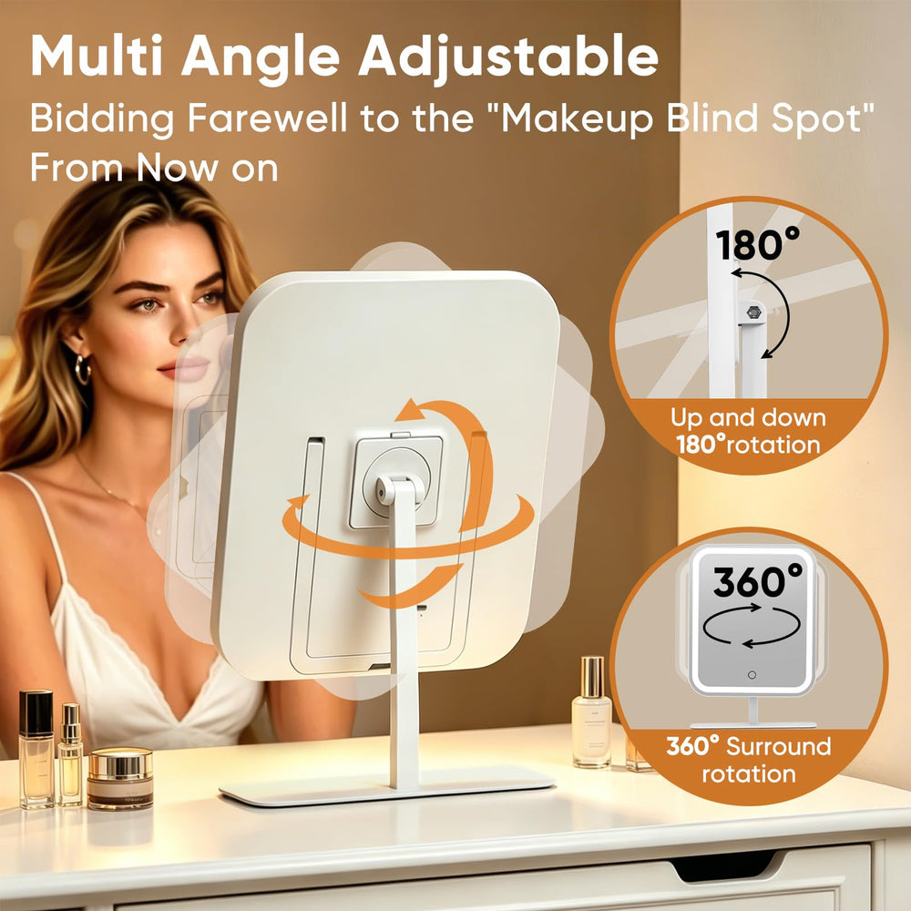 FUNTOUCH mirror tilted and rotated to show flexible angle adjustment