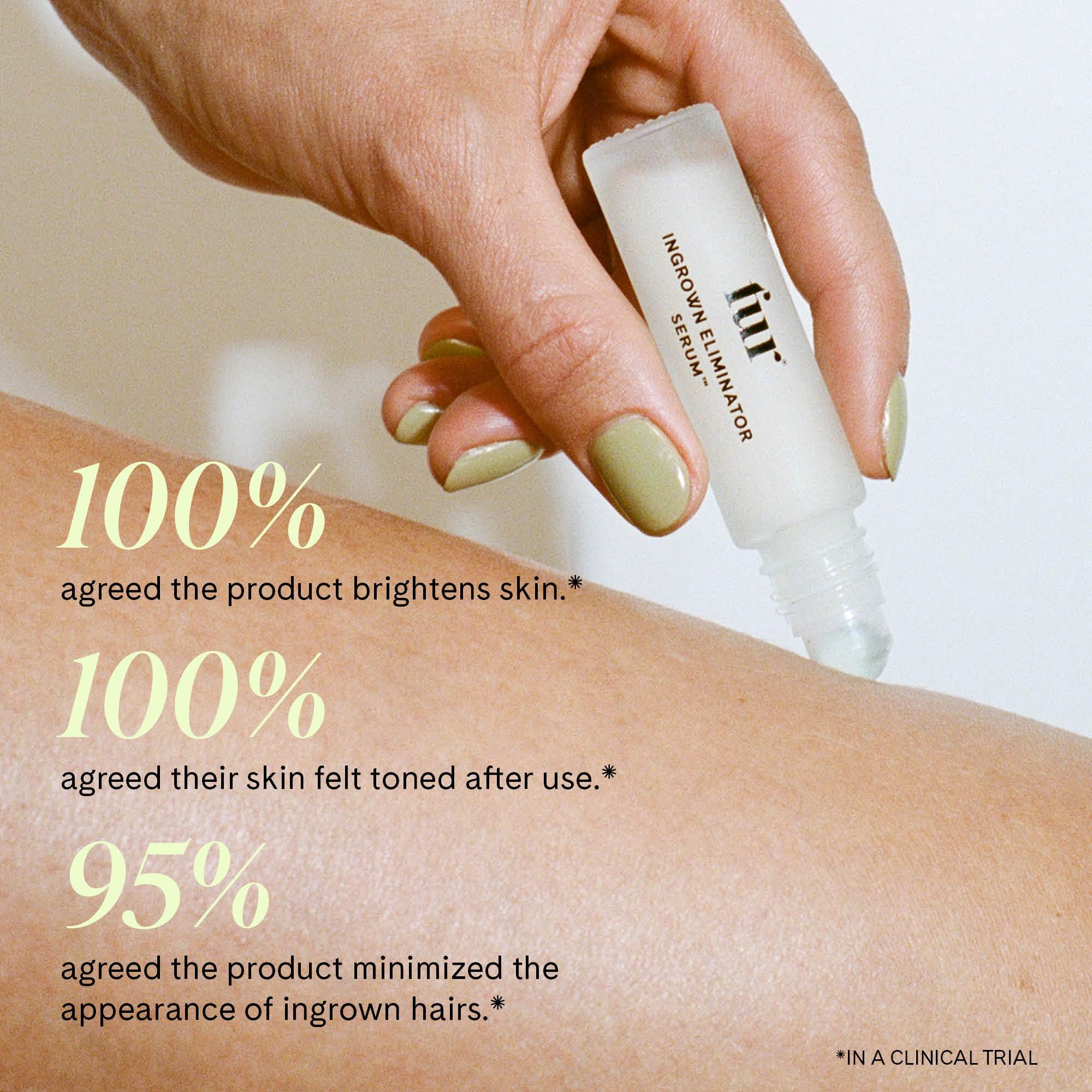 Fur bottle beside razor and scissors representing aftercare in hair removal routine