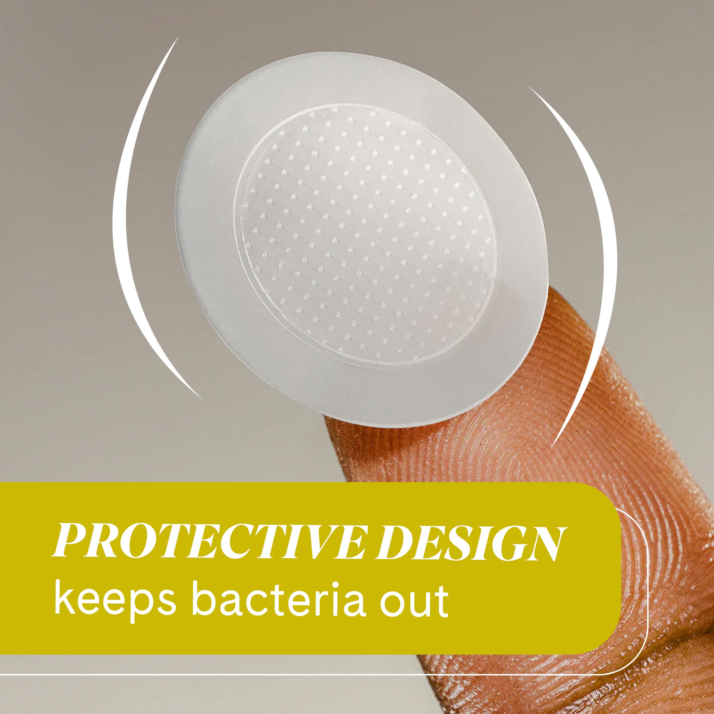 Fur transparent patch on underarm illustrating low-profile wear and calming benefit