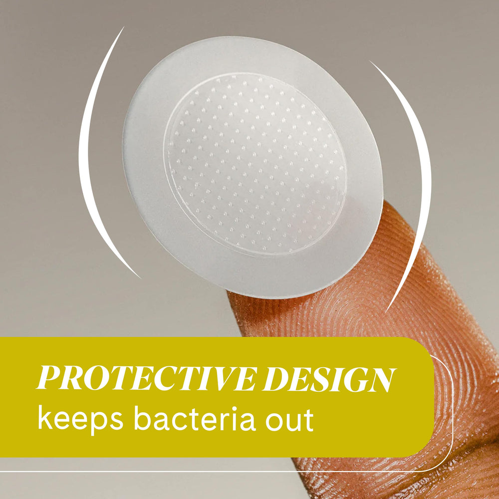 Fur transparent patch on underarm illustrating low-profile wear and calming benefit
