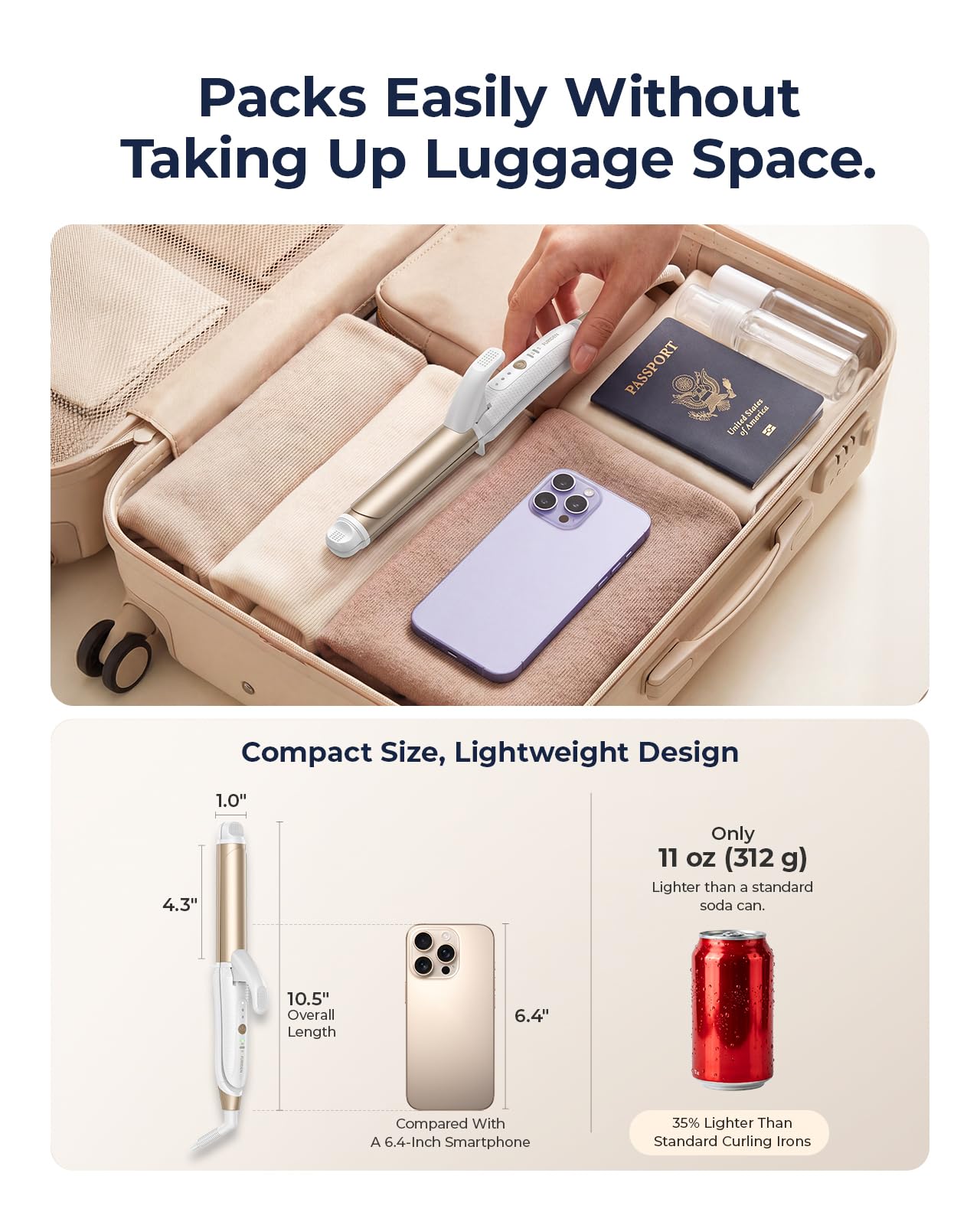 FURIDEN Lite held in hand to show size and travel convenience