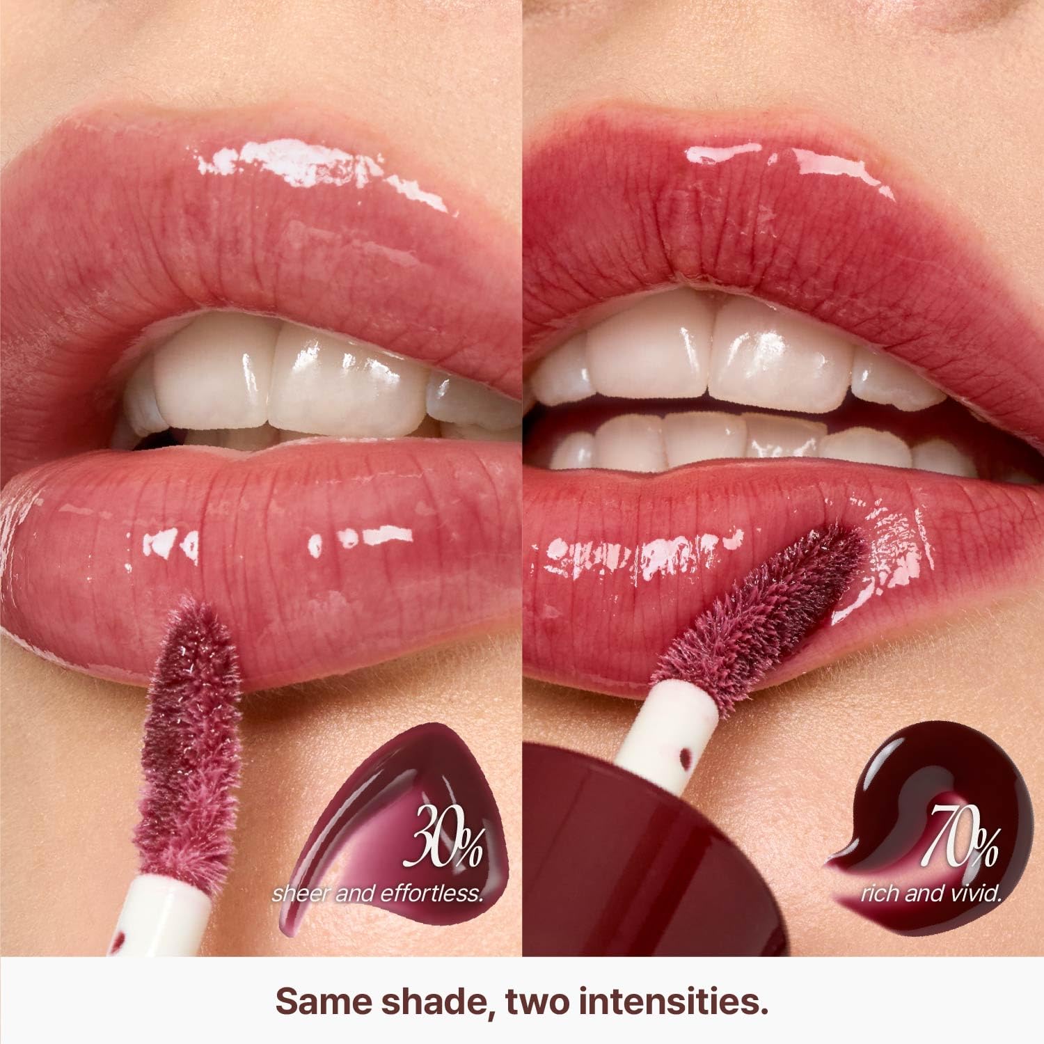 fwee Cherry Cola swatches on arm showing sheer 30% pigment buildable payoff