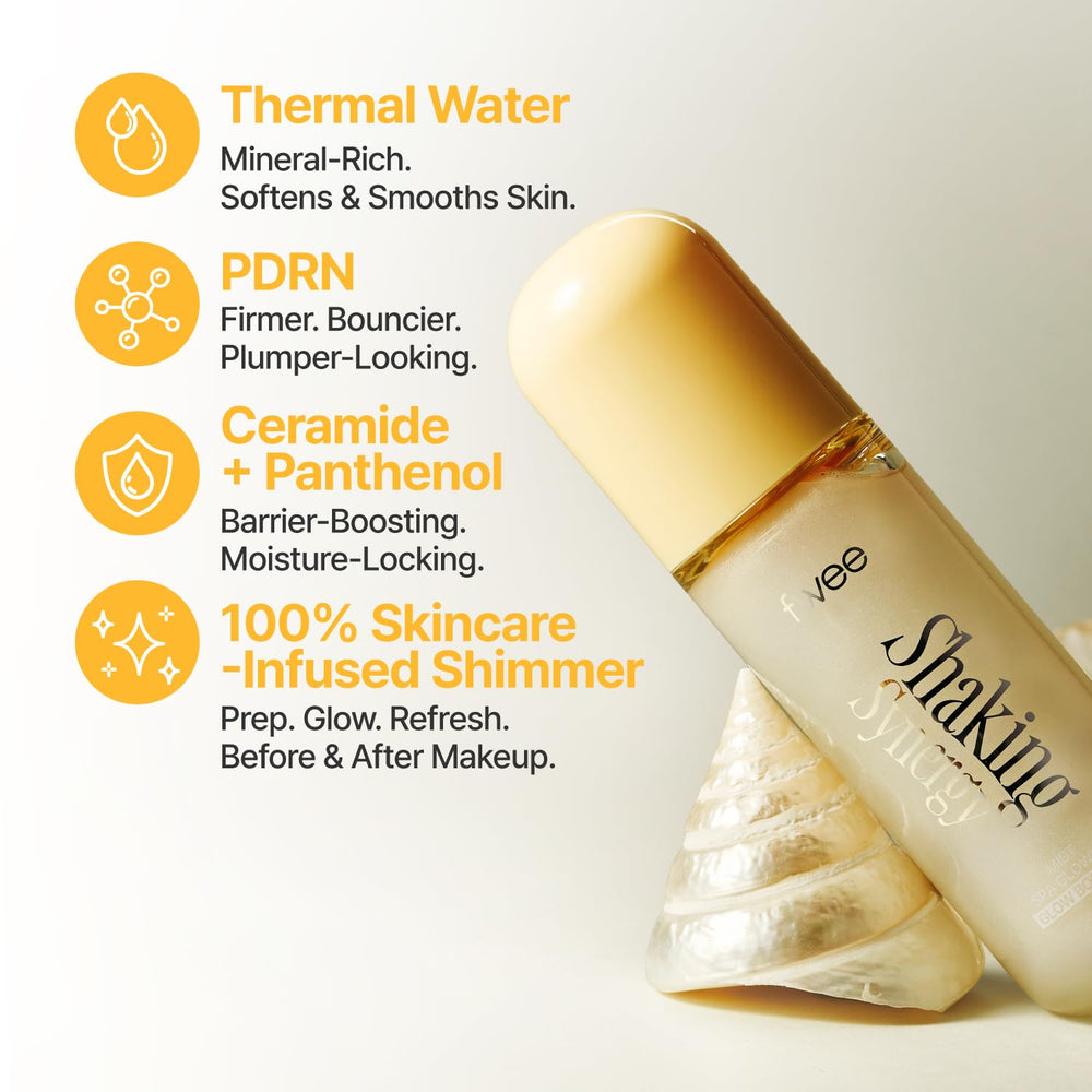 fwee misting action demonstrated on model for quick makeup refresh benefit