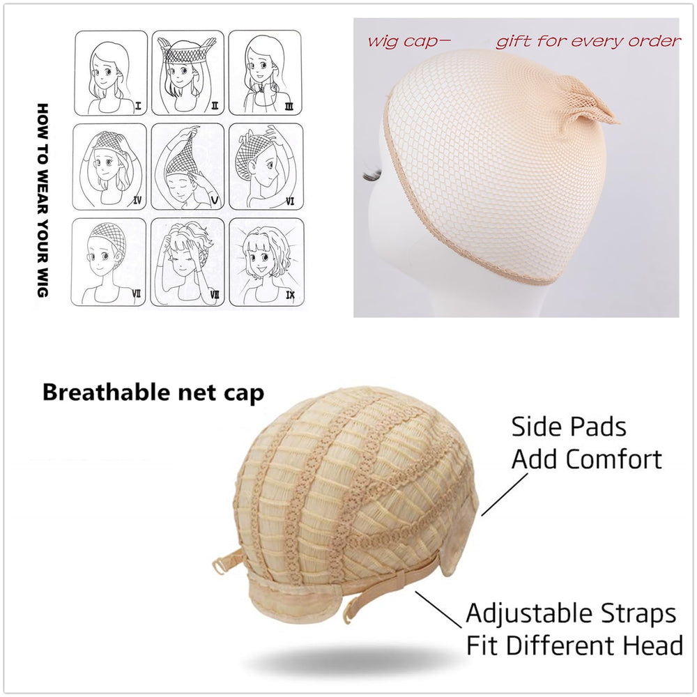 FWHWJ packaging and wig cap displayed to show included items and readiness