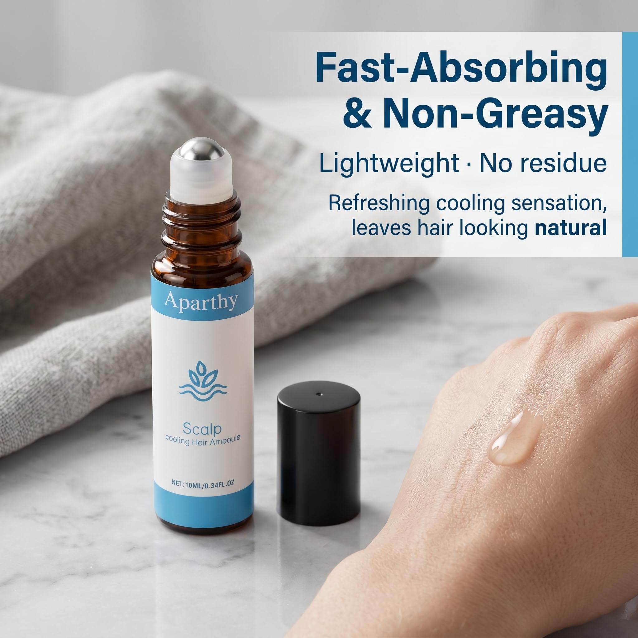 FYRKOA Aparthy serum texture droplet illustrating lightweight, quick absorption