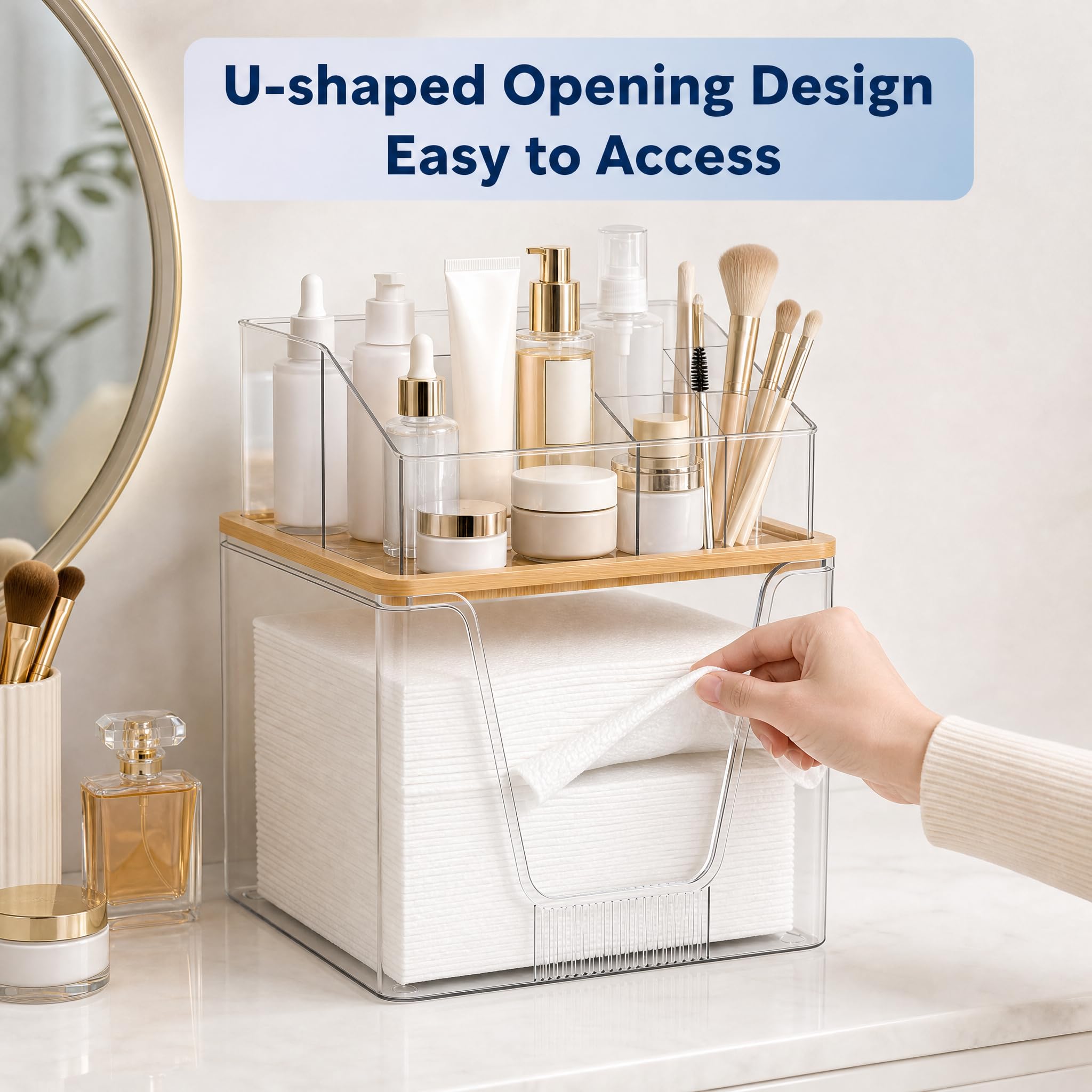 Gaaleeli lower drawer filled with disposable facial towels keeping them dust-free