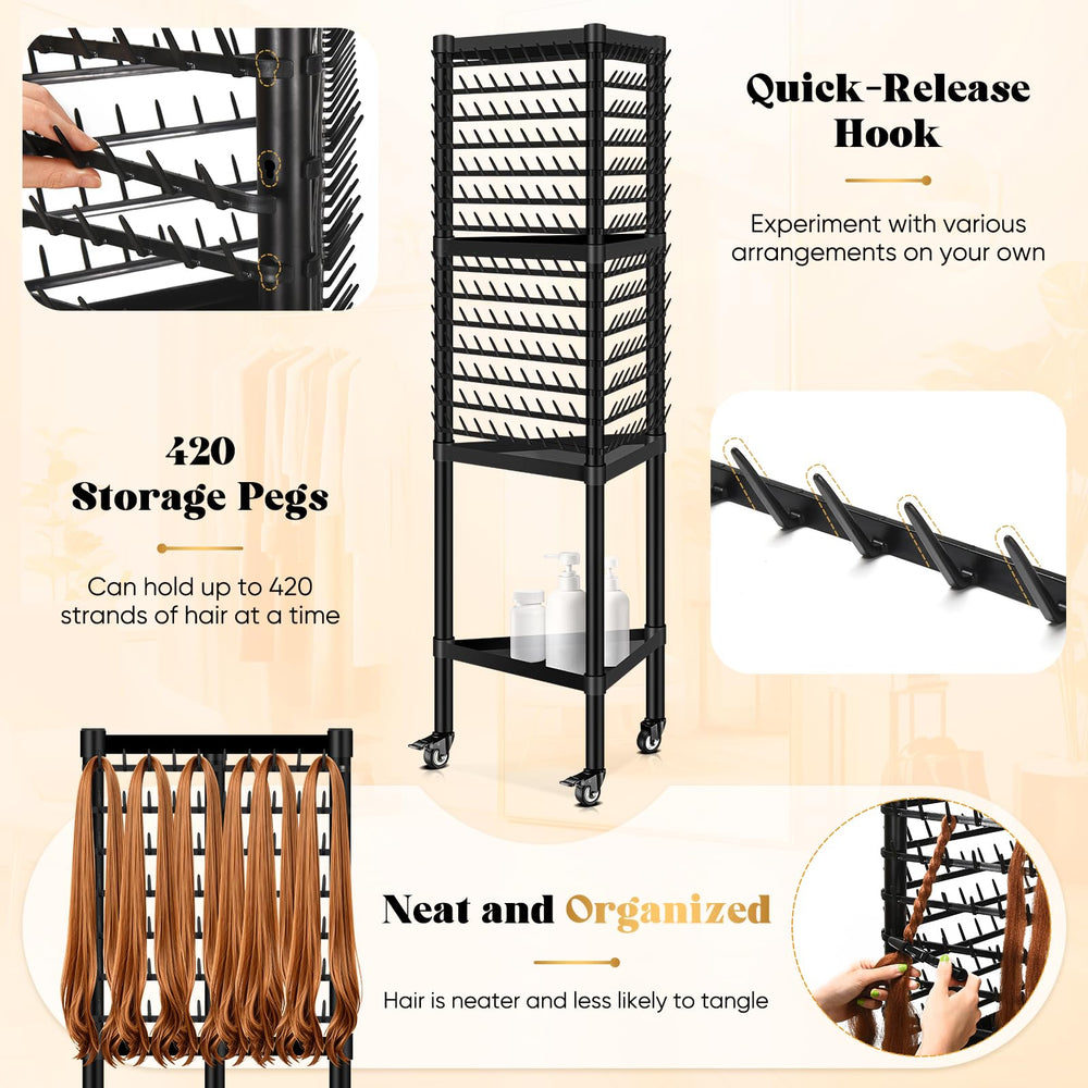 GADFISH triangular shelves holding combs and clips showing added storage convenience