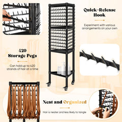 GADFISH triangular shelves holding combs and clips showing added storage convenience