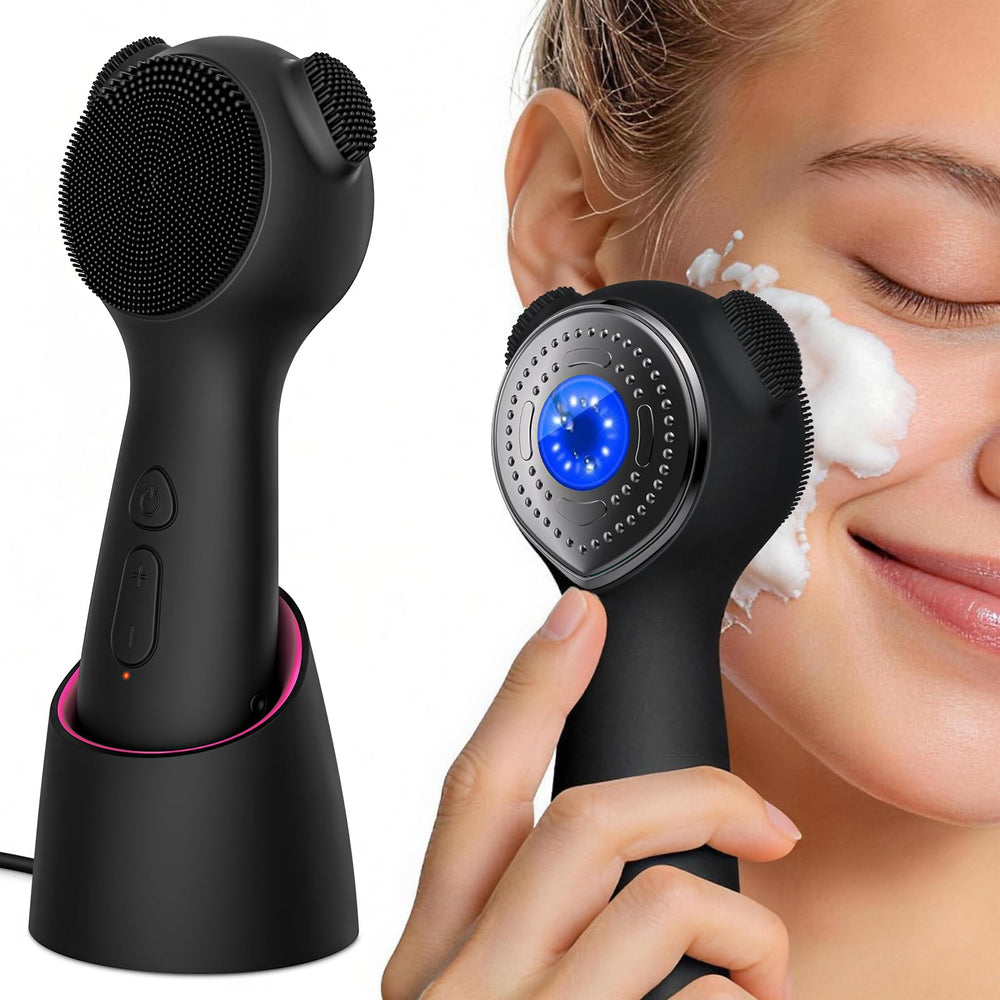 Gailac face scrubber front view showing ergonomic matte body and controls for easy handling