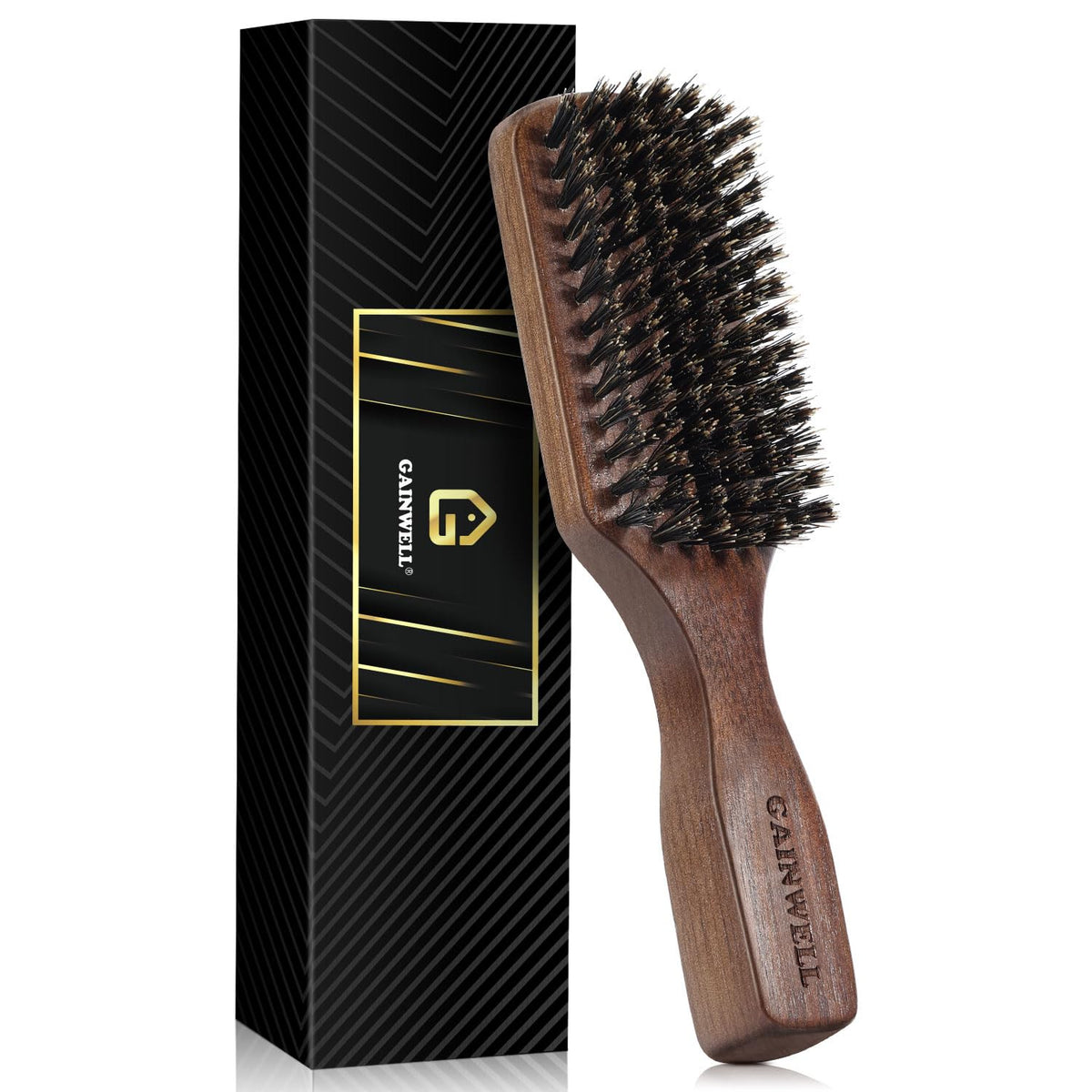 GAINWELL front view showing walnut handle and full brush benefits