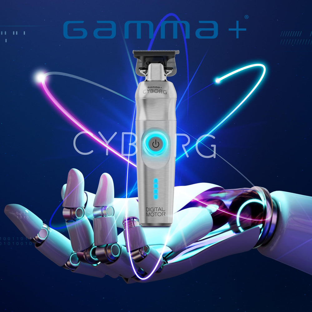 GAMMA+ Cyborg accessories layout with USB‑C cord and cleaning kit for easy maintenance