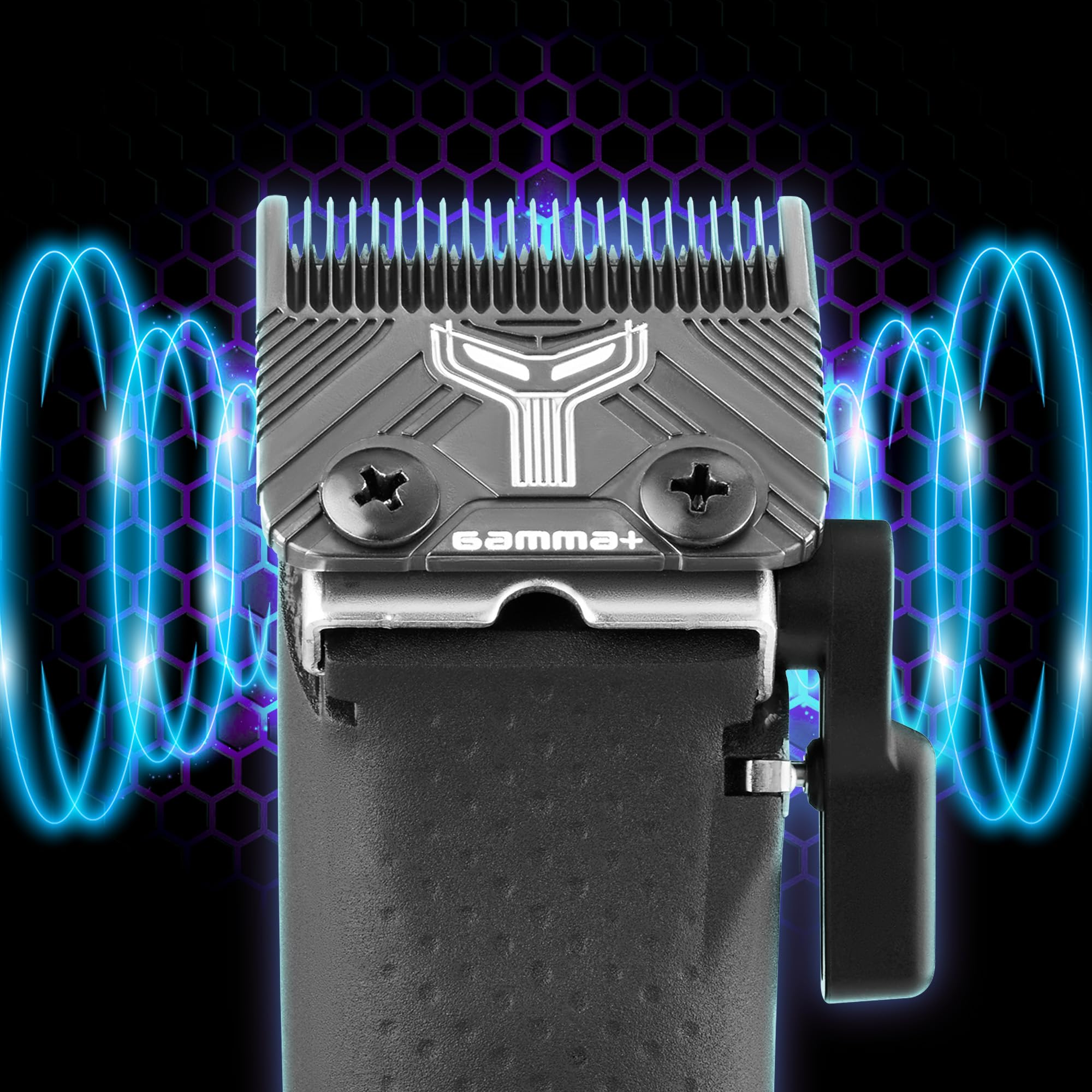 GAMMA+ blade installed on clipper in use demonstrating faster, pull-free cuts