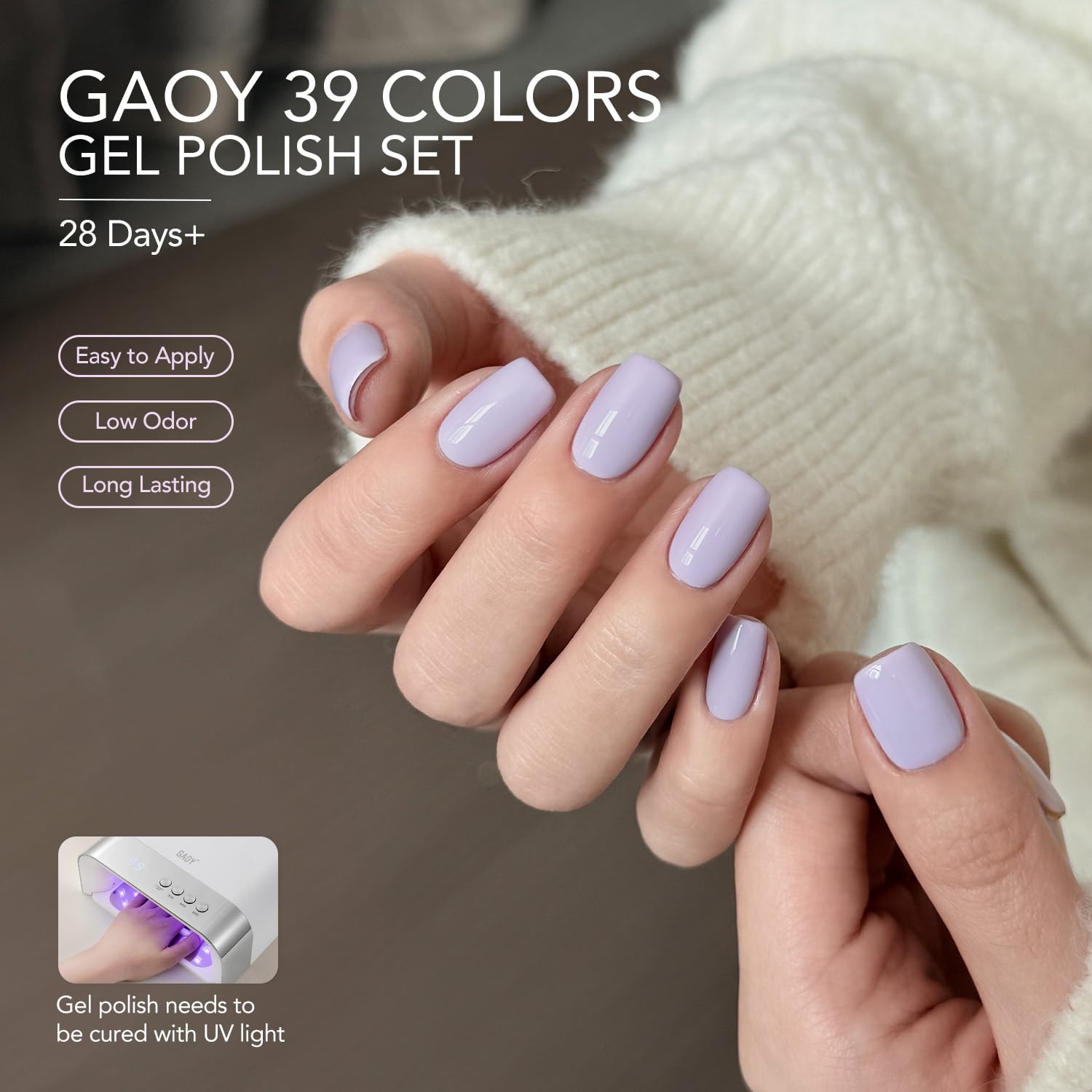 GAOY close-up brush stroke on nail showing smooth coverage and creamy texture benefit