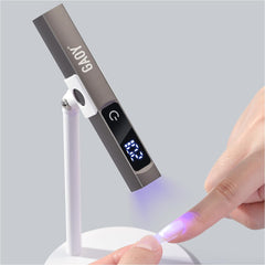 GAOY cordless UV lamp front view showing matte black finish and portability benefit