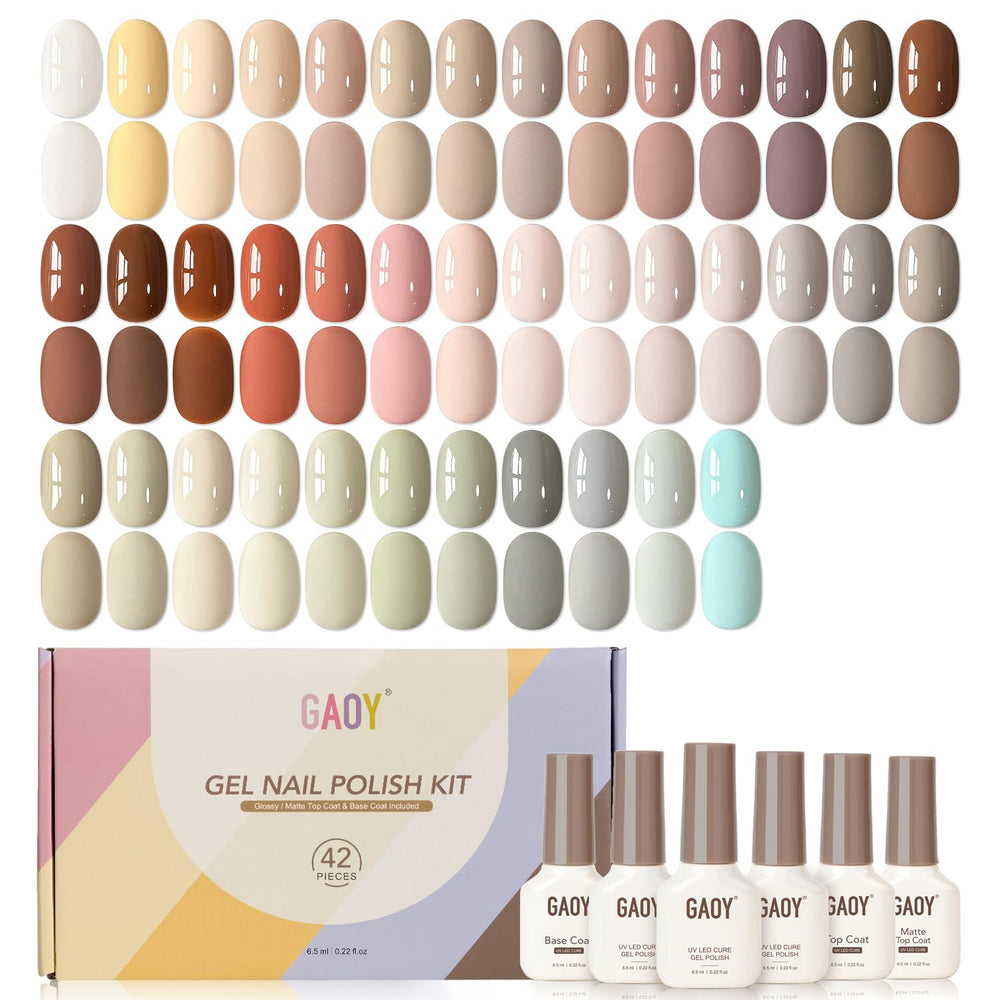 GAOY front packaging displaying full neutral gel polish set for versatile looks