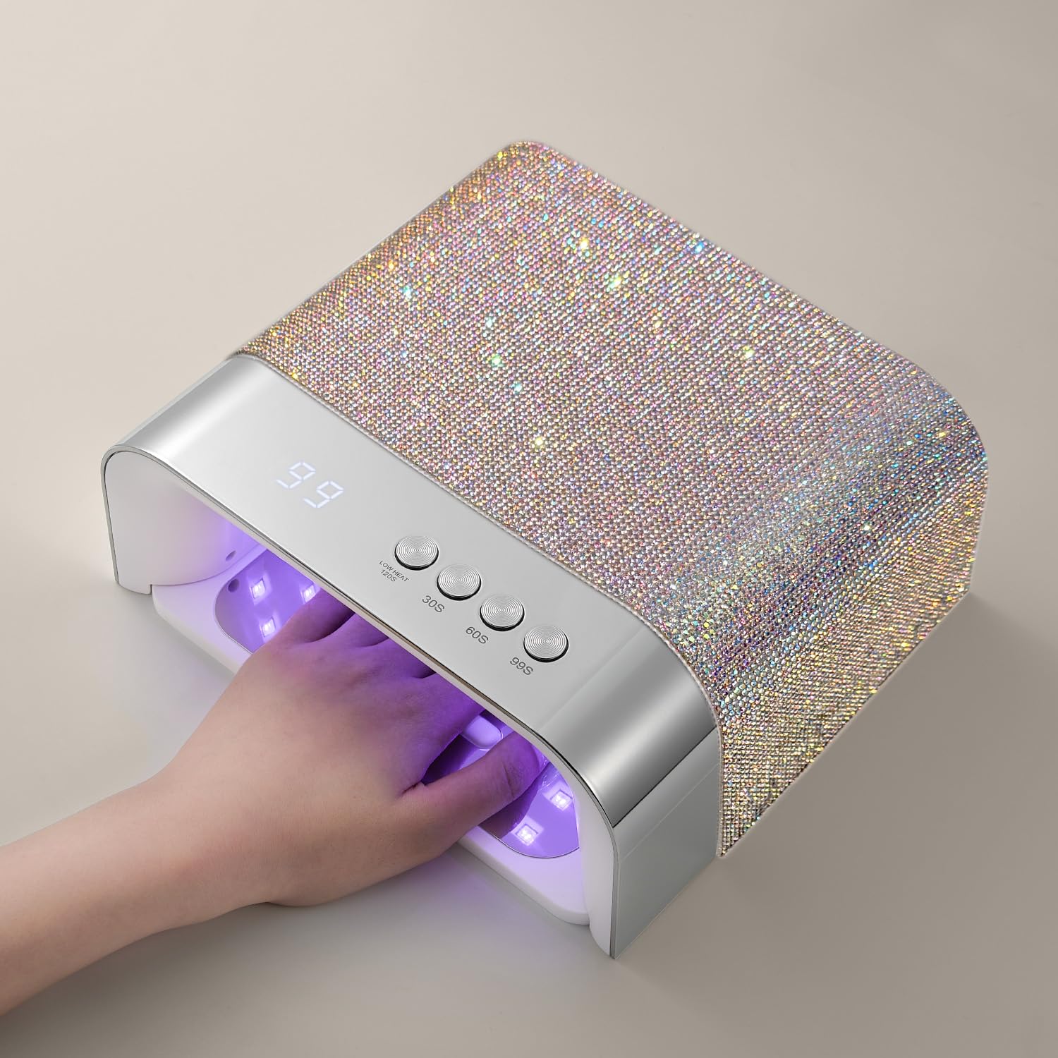 GAOY front view of diamond-shaped UV nail lamp showing large entrance and sleek finish for better curing
