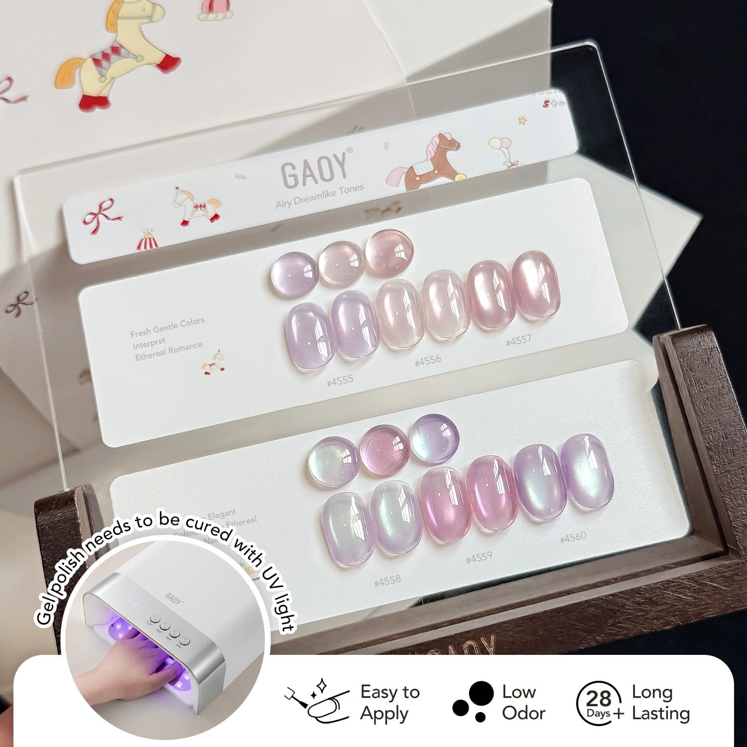 GAOY finished manicure lifestyle shot showing shimmering cat-eye nails ready for events