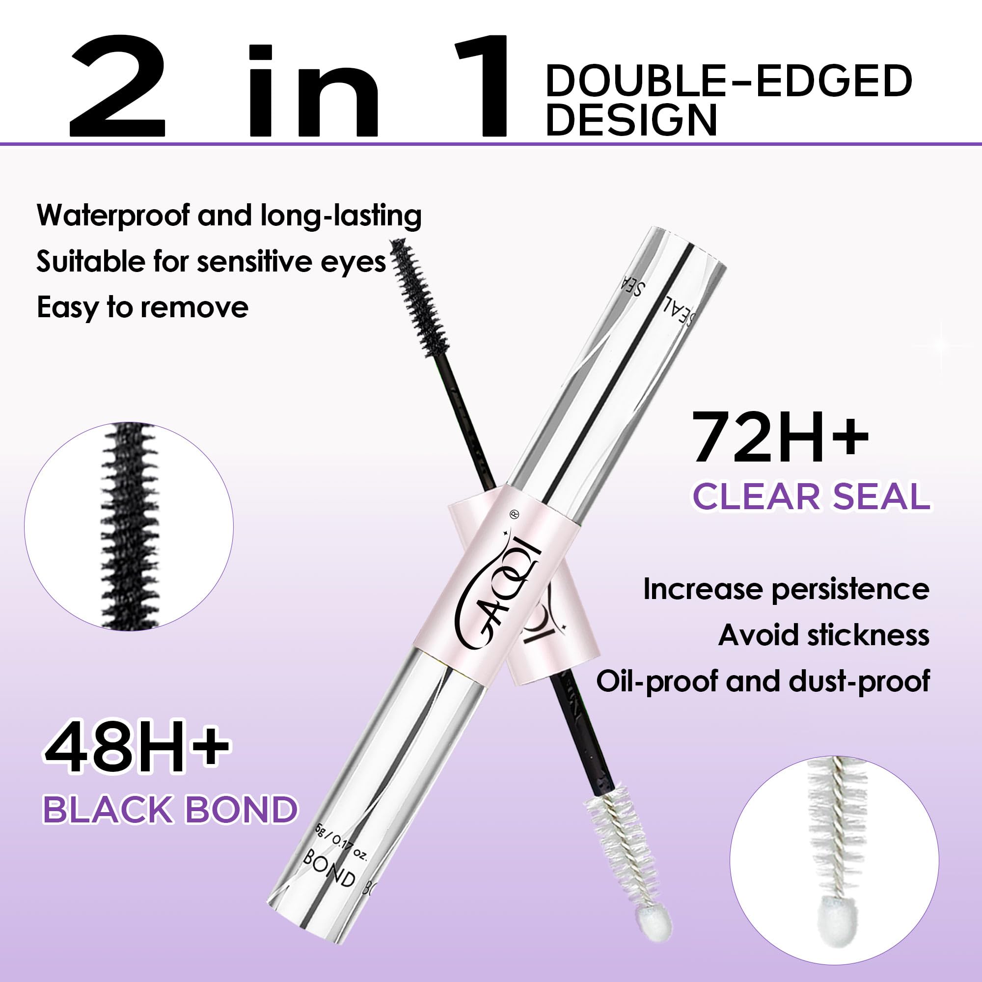 GAQQI double-ended brush close-up showing fine tip for precise application benefit