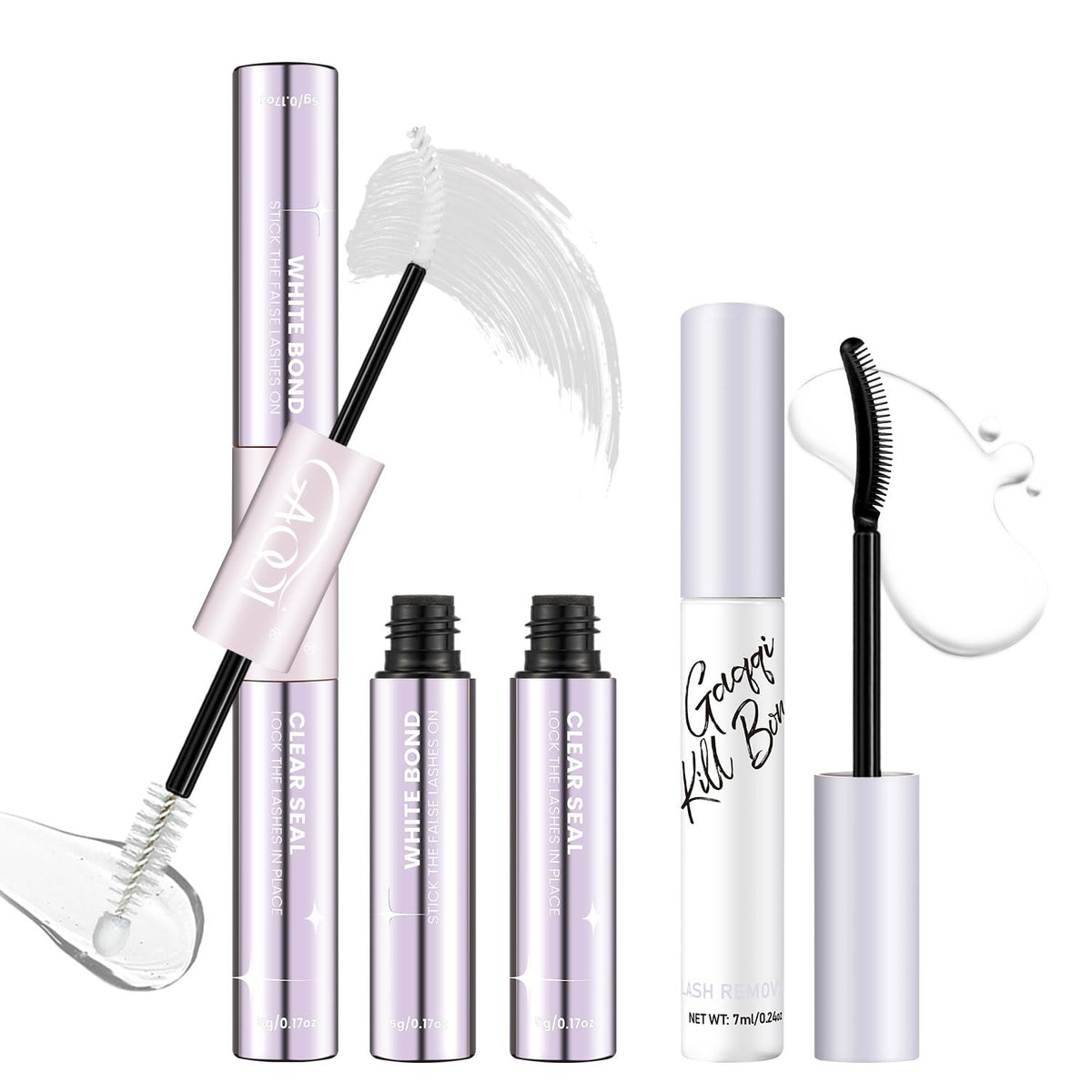 GAQQI front packaging showing the dual glue and remover for easy identification and full routine