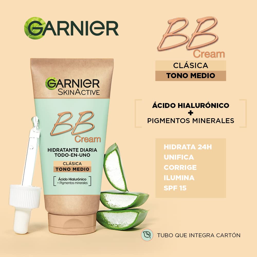 Garnier tube with open cap and product dispensing, demonstrating easy application