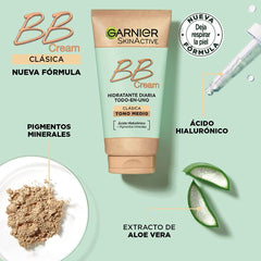 Close-up texture of Garnier BB cream showing smooth blendable consistency
