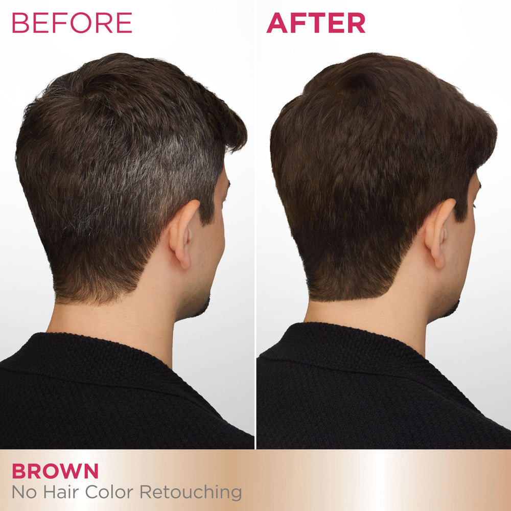 Garnier before and after roots comparison illustrating visible gray coverage result