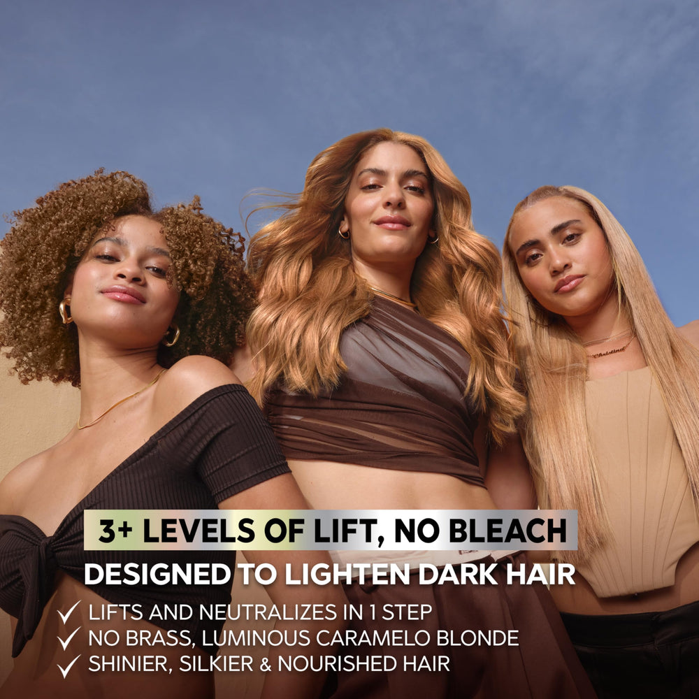 Garnier before and after transformation revealing lifted blonde results