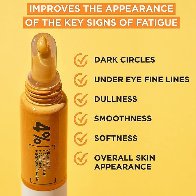 Garnier eye cream beside 15ml scale, shows compact travel-friendly size