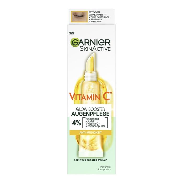 Cream texture swatch of Garnier eye cream, shows lightweight absorbent finish