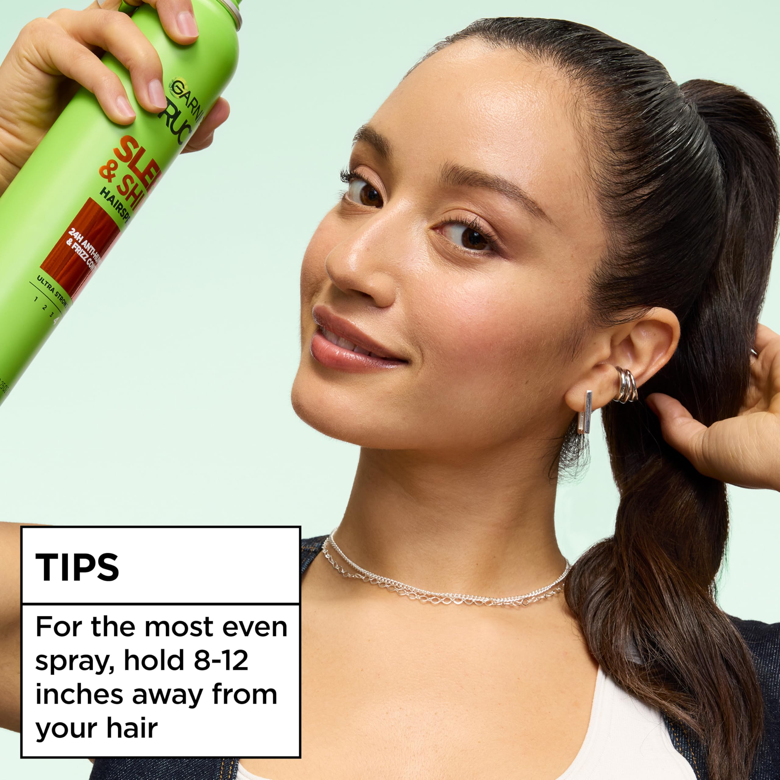 Before and after hair showing Garnier Fructis frizz control difference