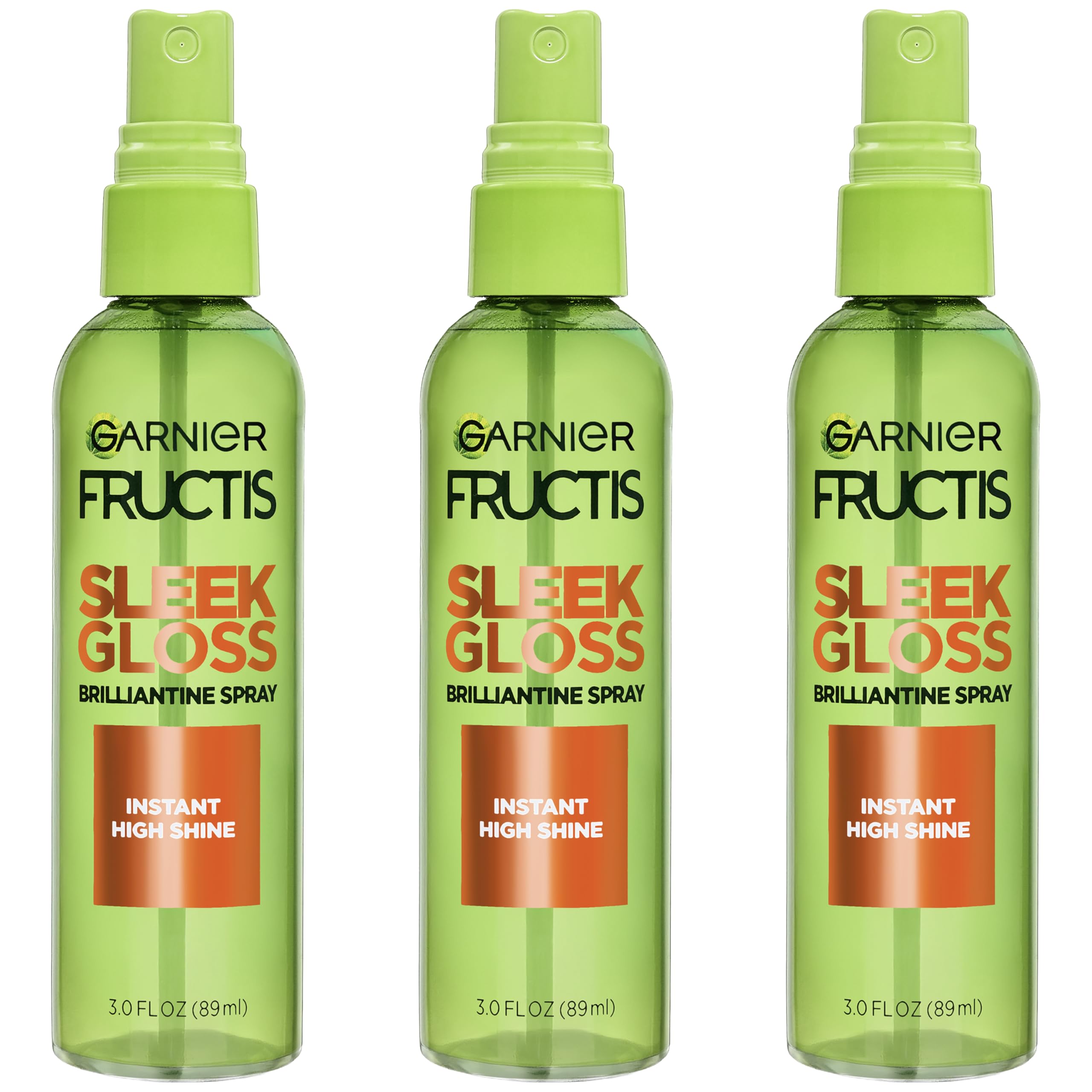 Garnier bottle front packaging showing product and glossy finish benefit