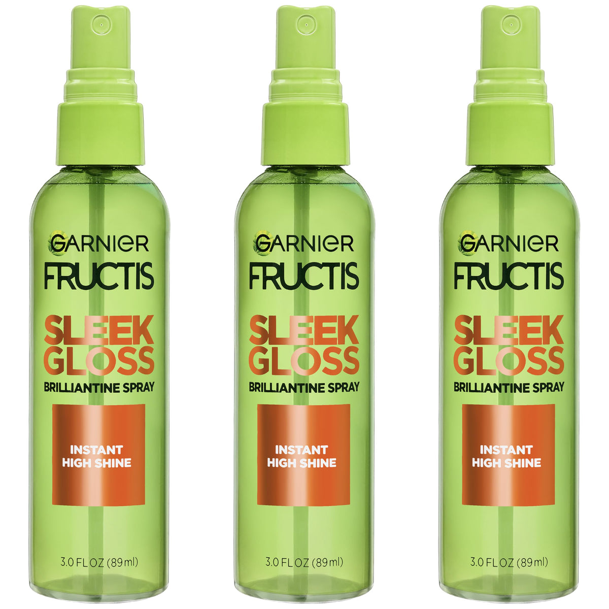Garnier bottle front packaging showing product and glossy finish benefit