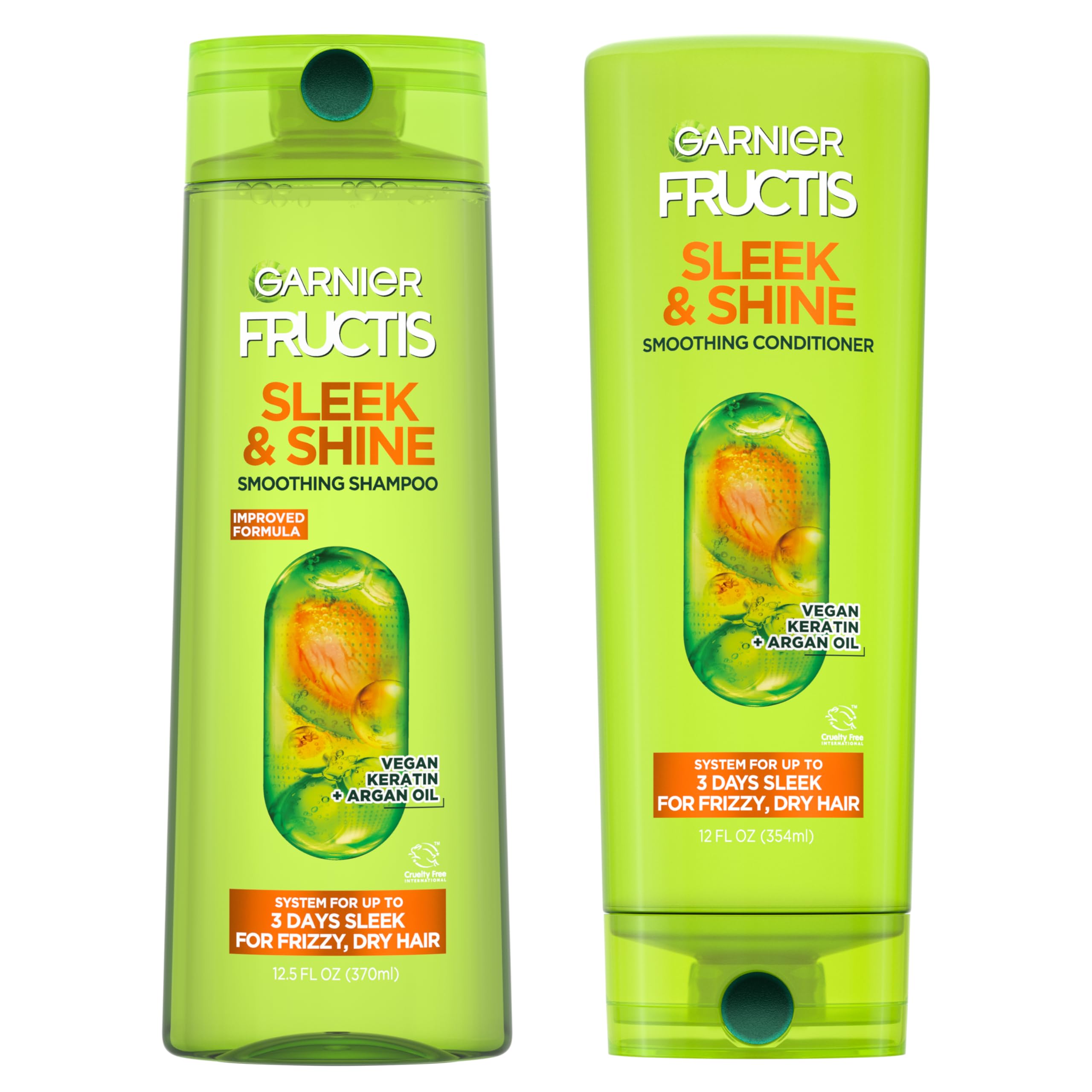 Garnier Fructis front packaging showing bottles and product benefits