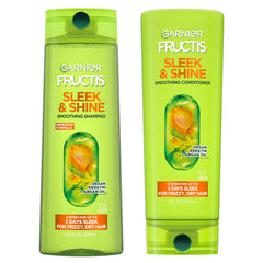 Garnier Fructis front packaging showing bottles and product benefits
