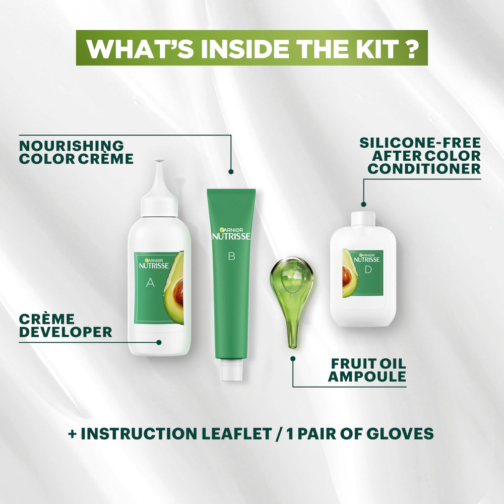 Garnier kit contents laid out for easy at-home application