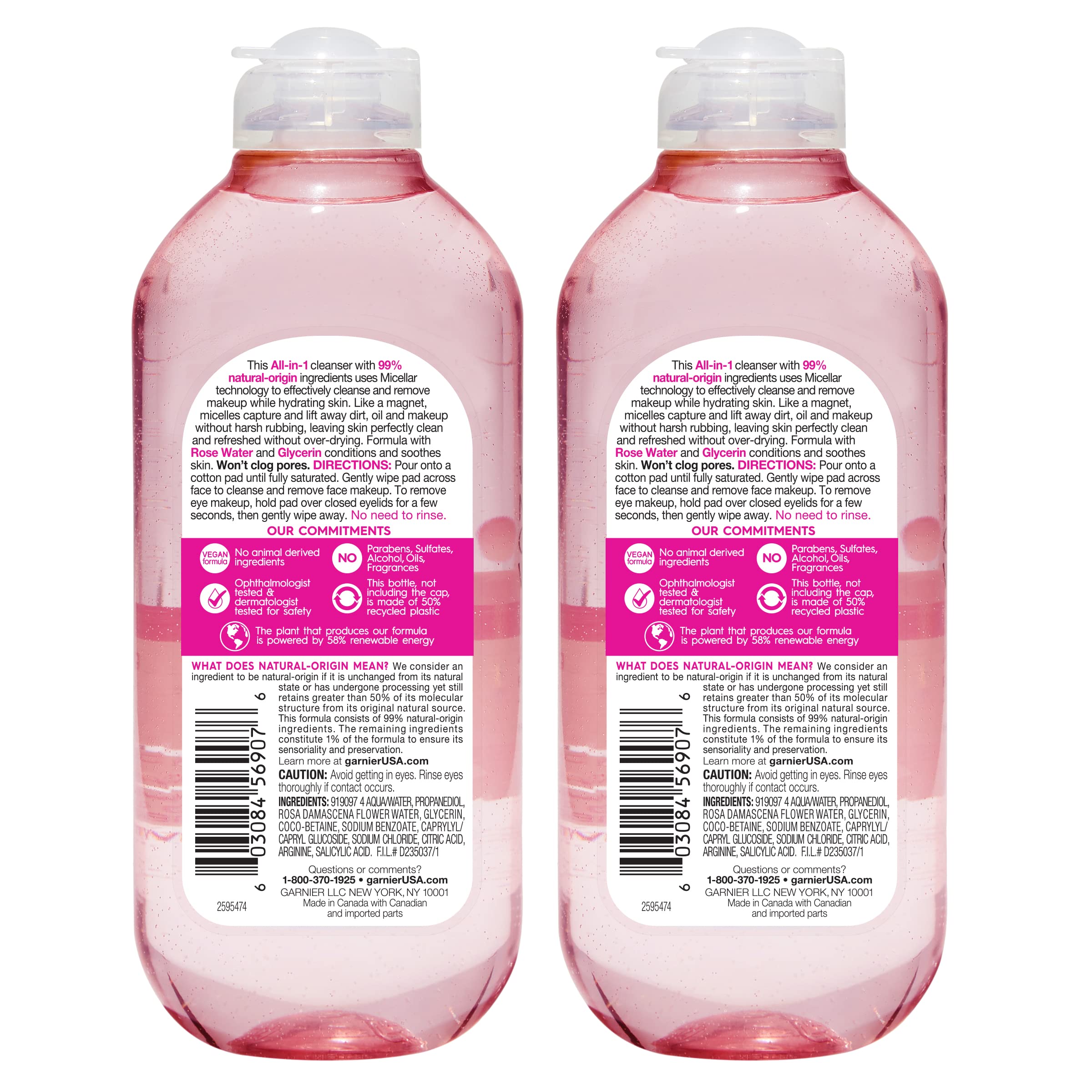 Garnier back label close-up showing ingredients and usage information for transparency