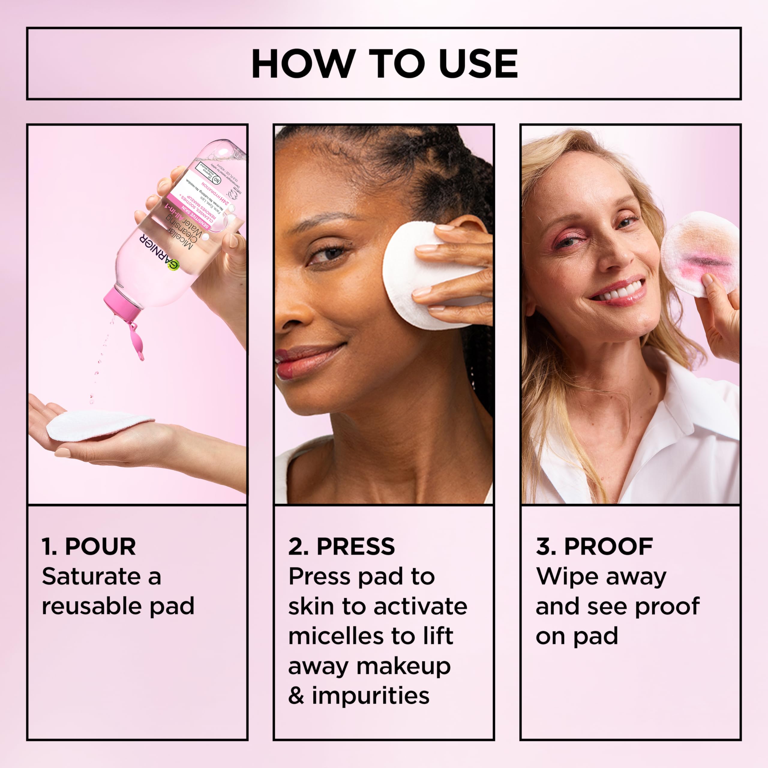 Garnier bottle styled on bathroom counter suggesting daily routine convenience