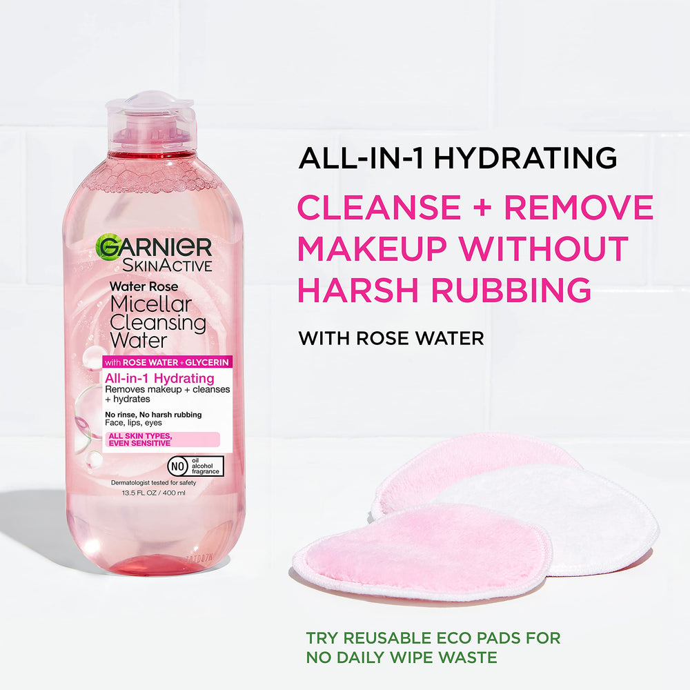 Garnier rose water close-up highlighting natural extract and soothing benefits