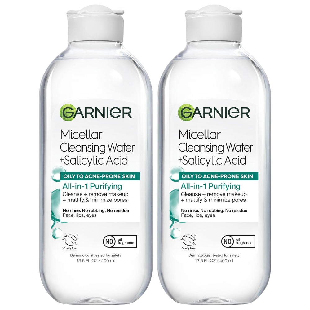 Garnier micellar cleanser front packaging shows product benefits and mattifying claim